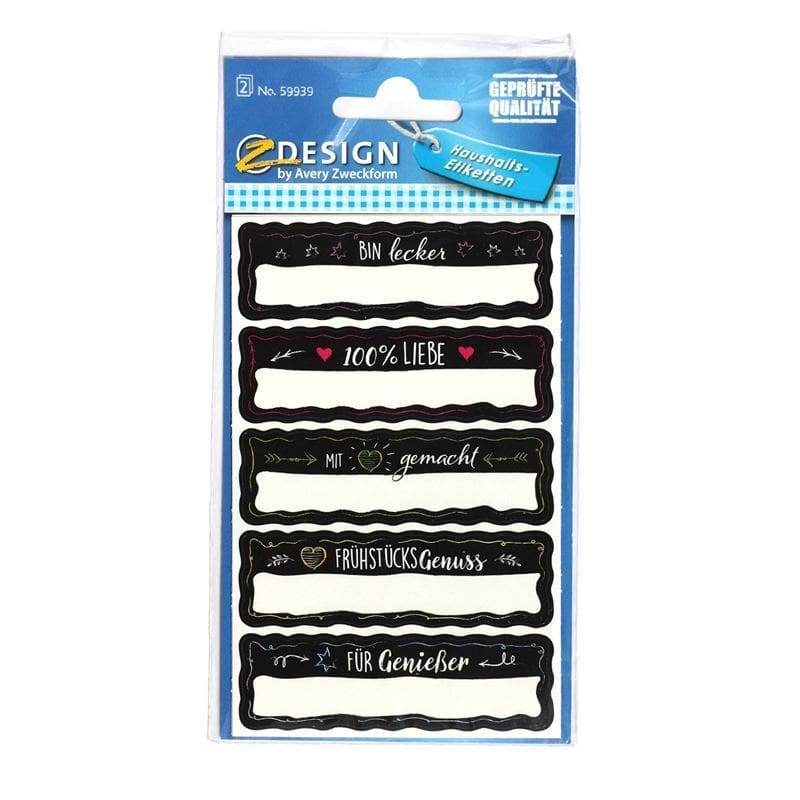 Zweckform Etiketten «Selbstgemacht», rechteckig, Papier, schwarz