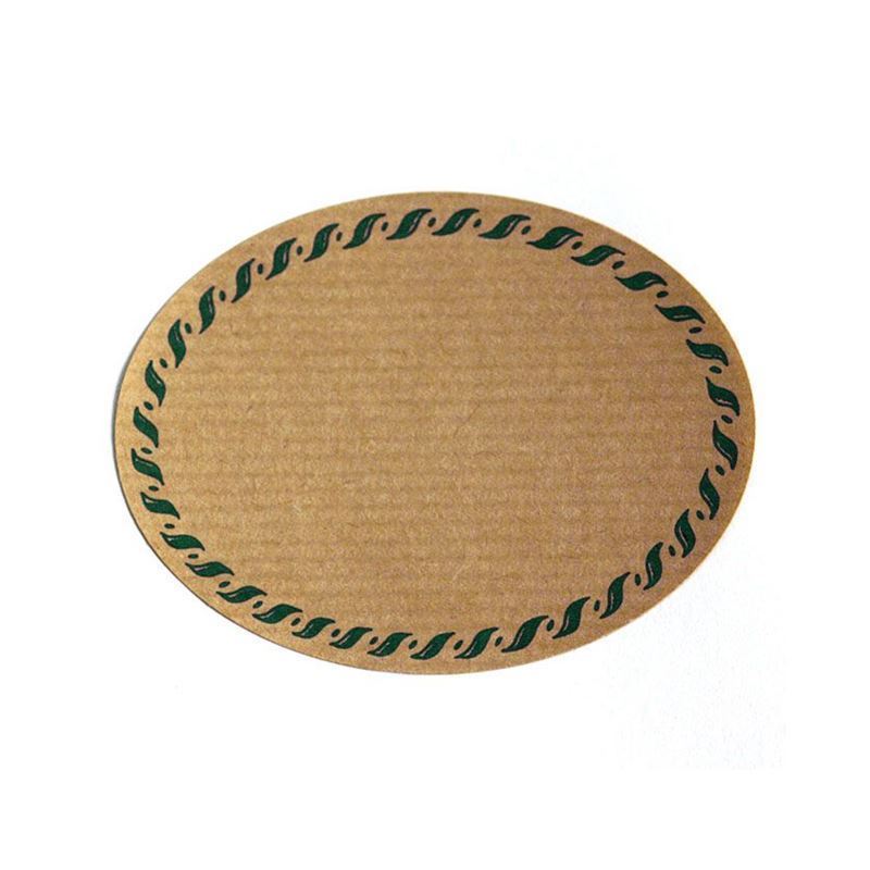 Naturetikett «Kordelrand», oval, Papier, grün-braun