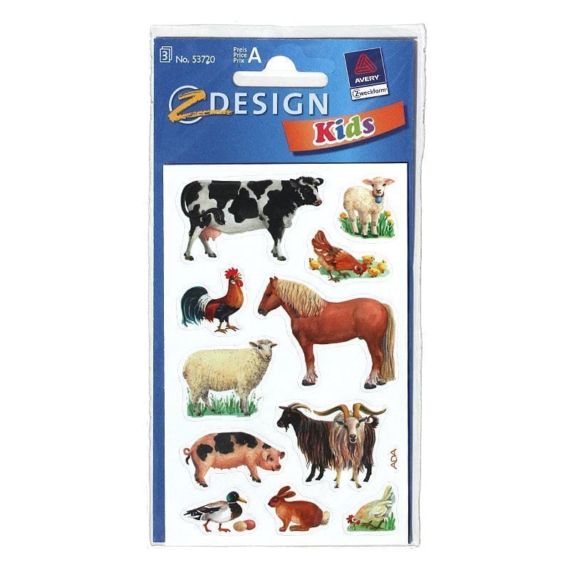 Zweckform Sticker «Bauernhoftiere», Papier, mehrfarbig