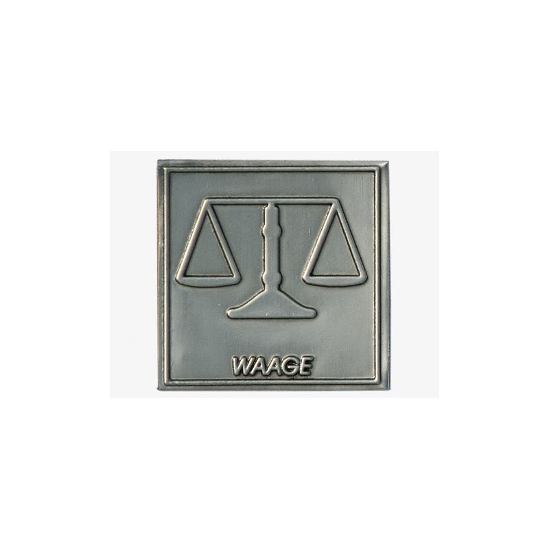 Zinnetikett 'Waage', quadratisch, Metall, silber Zinnetikett 'Waage', quadratisch, Metall, silber