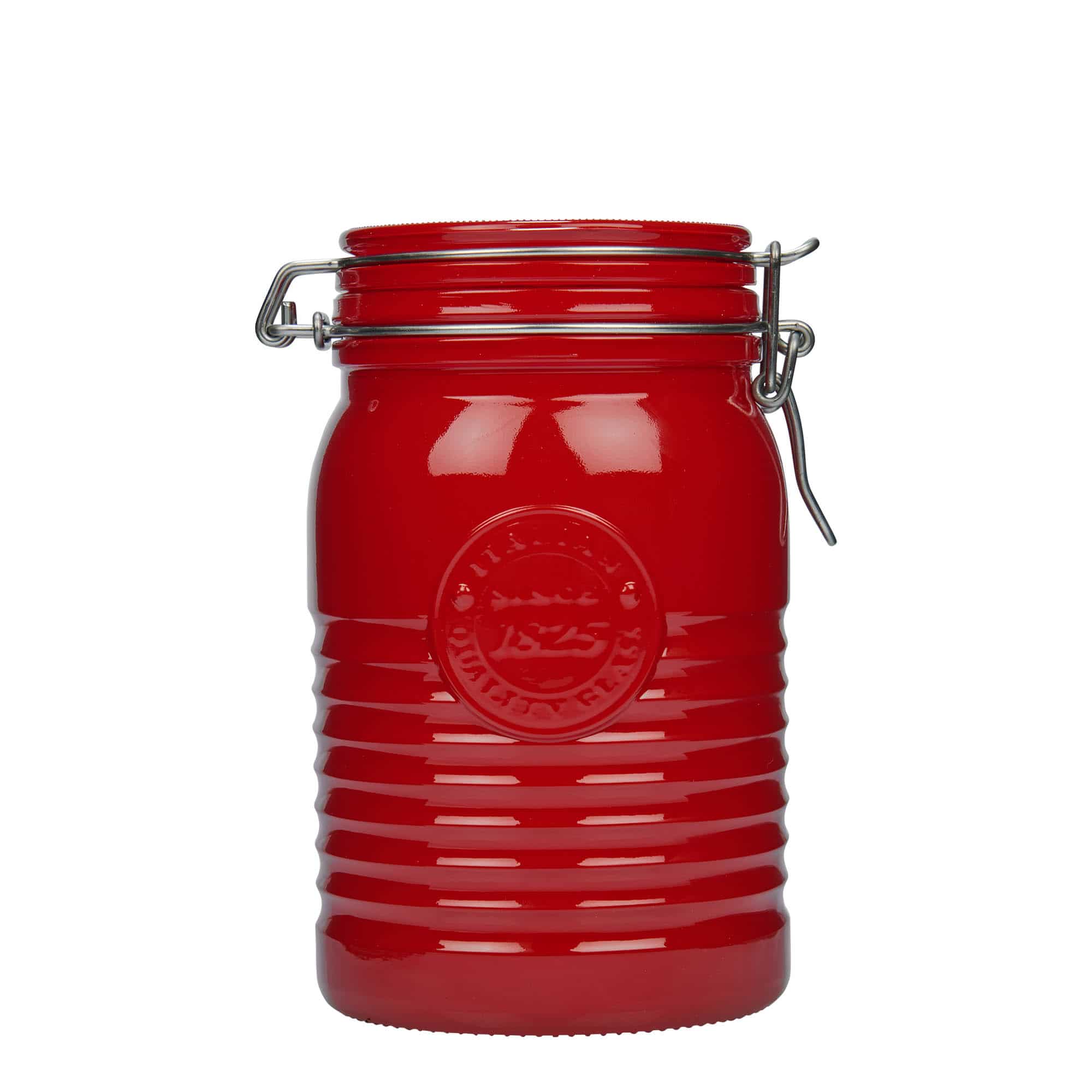 1.000 ml Drahtbügelglas 'Officina 1825', rot, Mündung: Drahtbügelverschluss 1.000 ml Drahtbügelglas 'Officina 1825', rot, Mündung: Drahtbügelverschluss