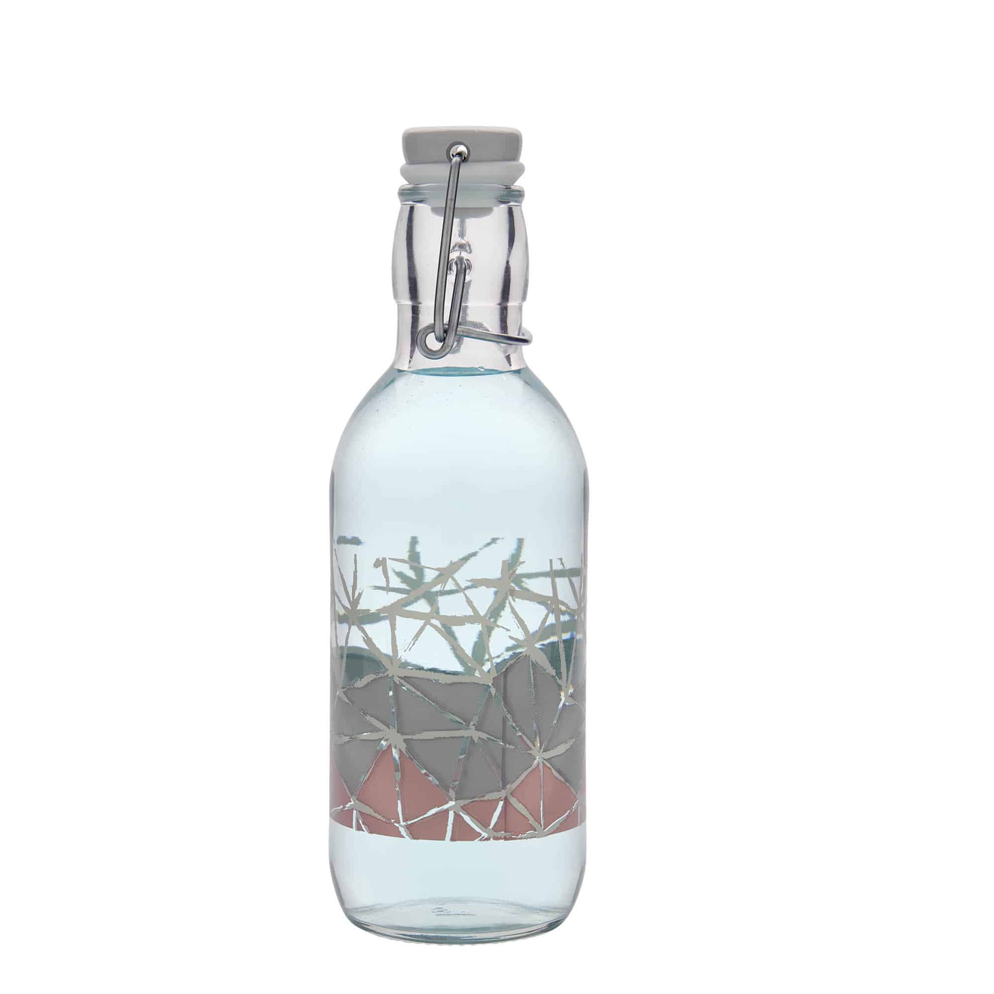 500 ml Glasflasche Emilia bedruckt «Manolibera rosa», Mündung: Bügelverschluss