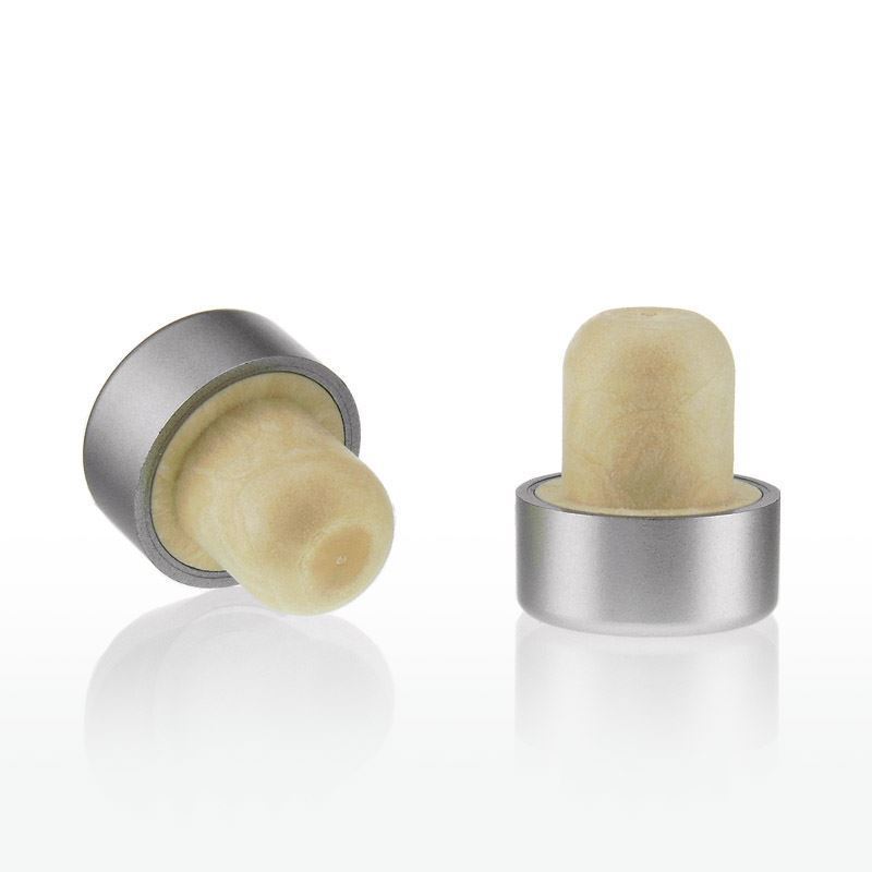 Griffkorken 19 mm, Kunststoff, silber, für Mündung: Kork
