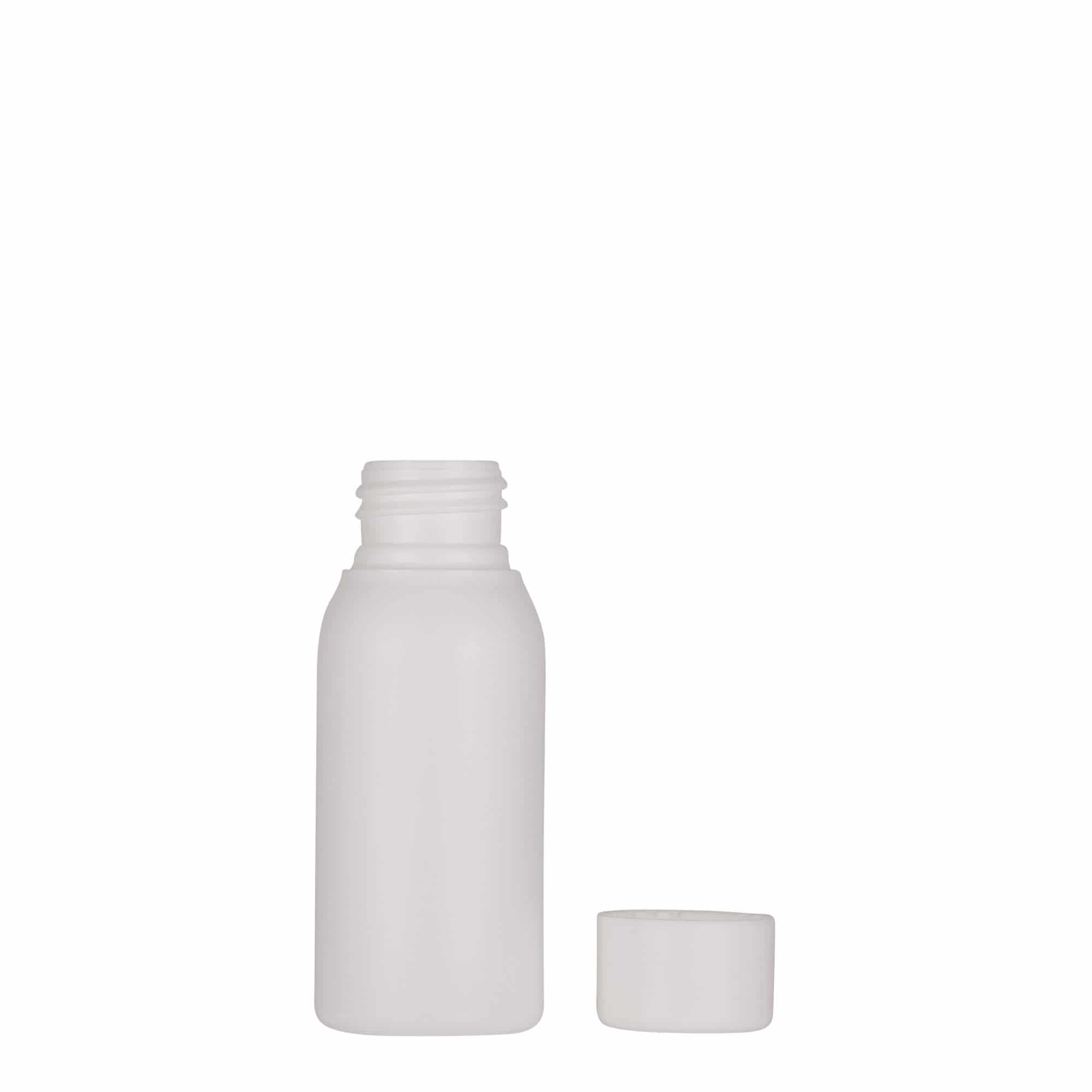 50 ml Kunststoffflasche 'Tuffy', HDPE, weiß, Mündung: 24/410