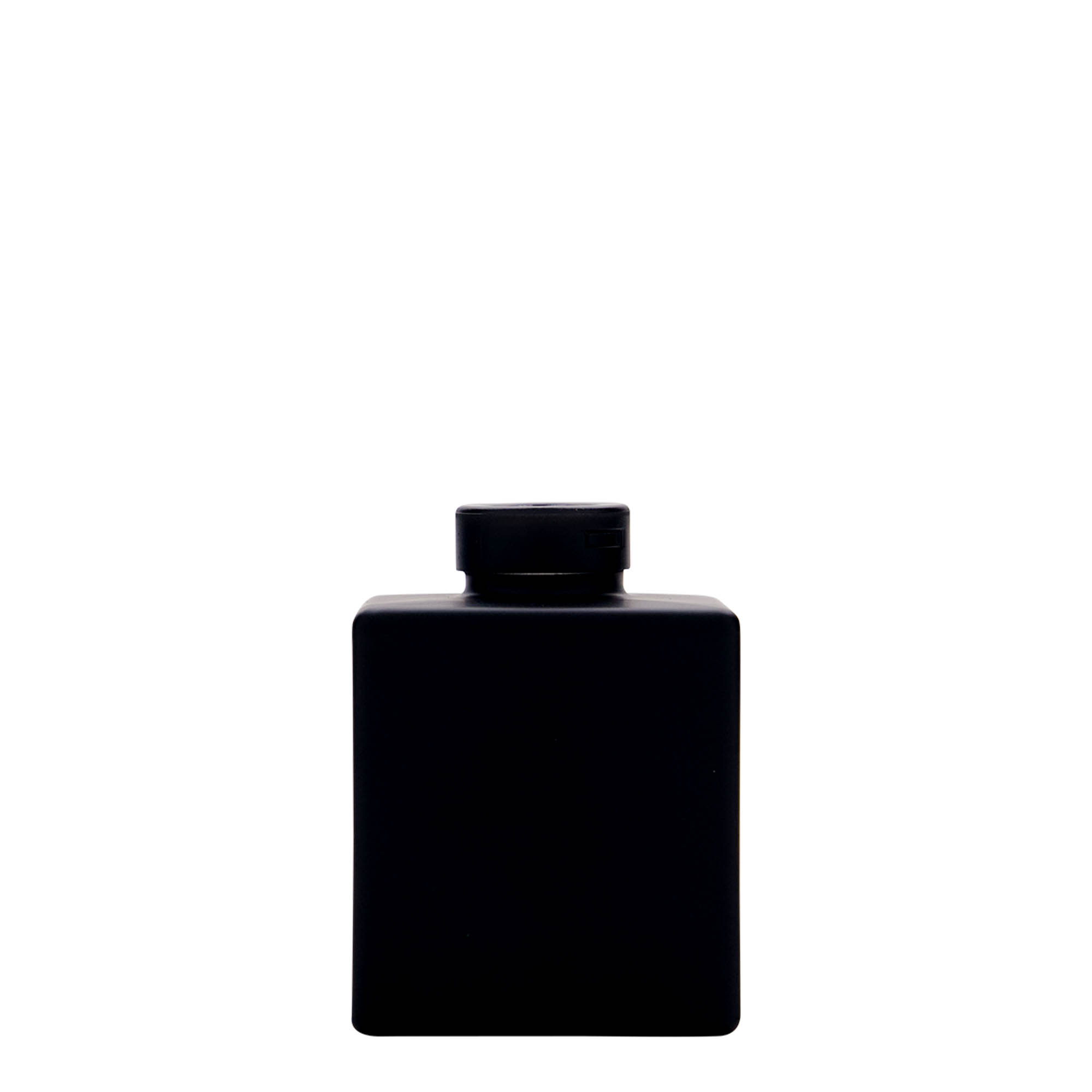 100 ml Glasflasche 'Cube', quadratisch, schwarz, Mündung: Kork 100 ml Glasflasche 'Cube', quadratisch, schwarz, Mündung: Kork