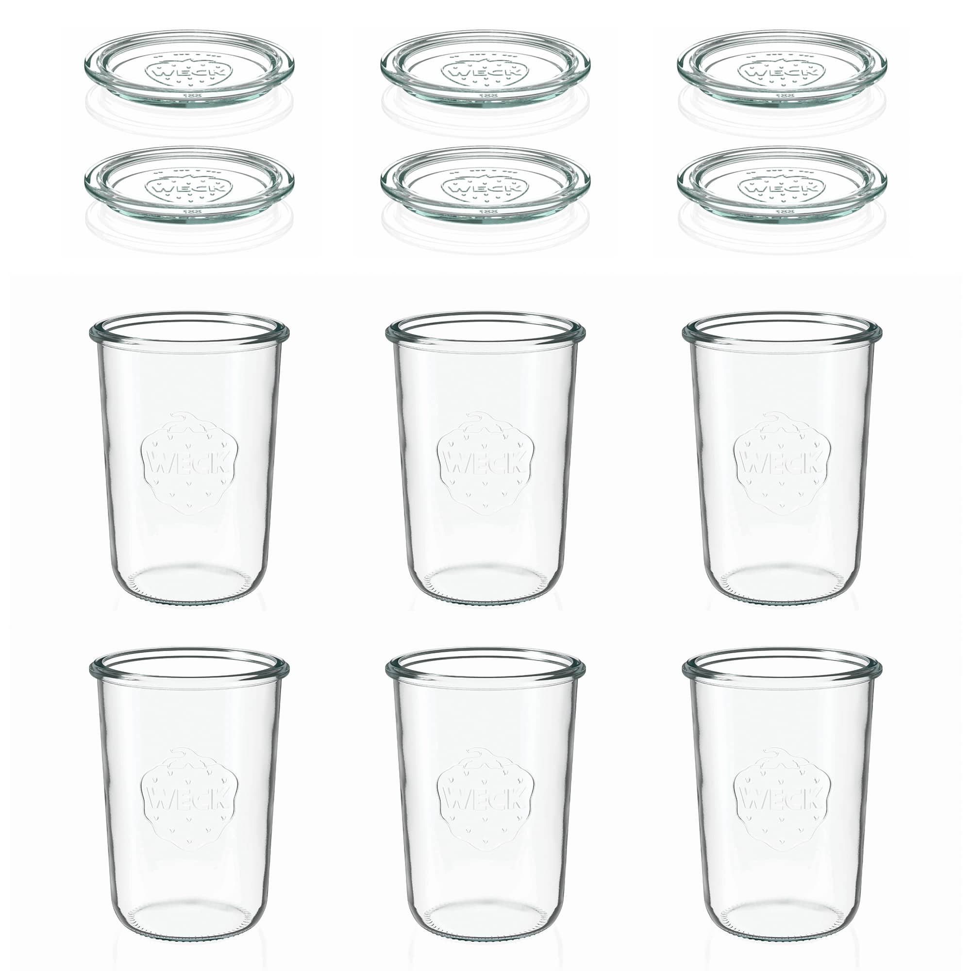 6x 850 ml WECK-Sturzglas mit Glasdeckel RR 100