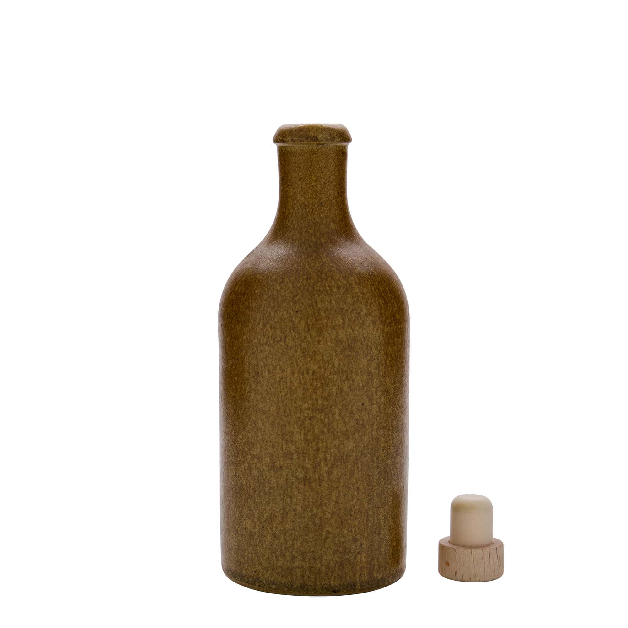 500 ml Tonkrug, Steinzeug, braun-kristall, Mündung: Kork