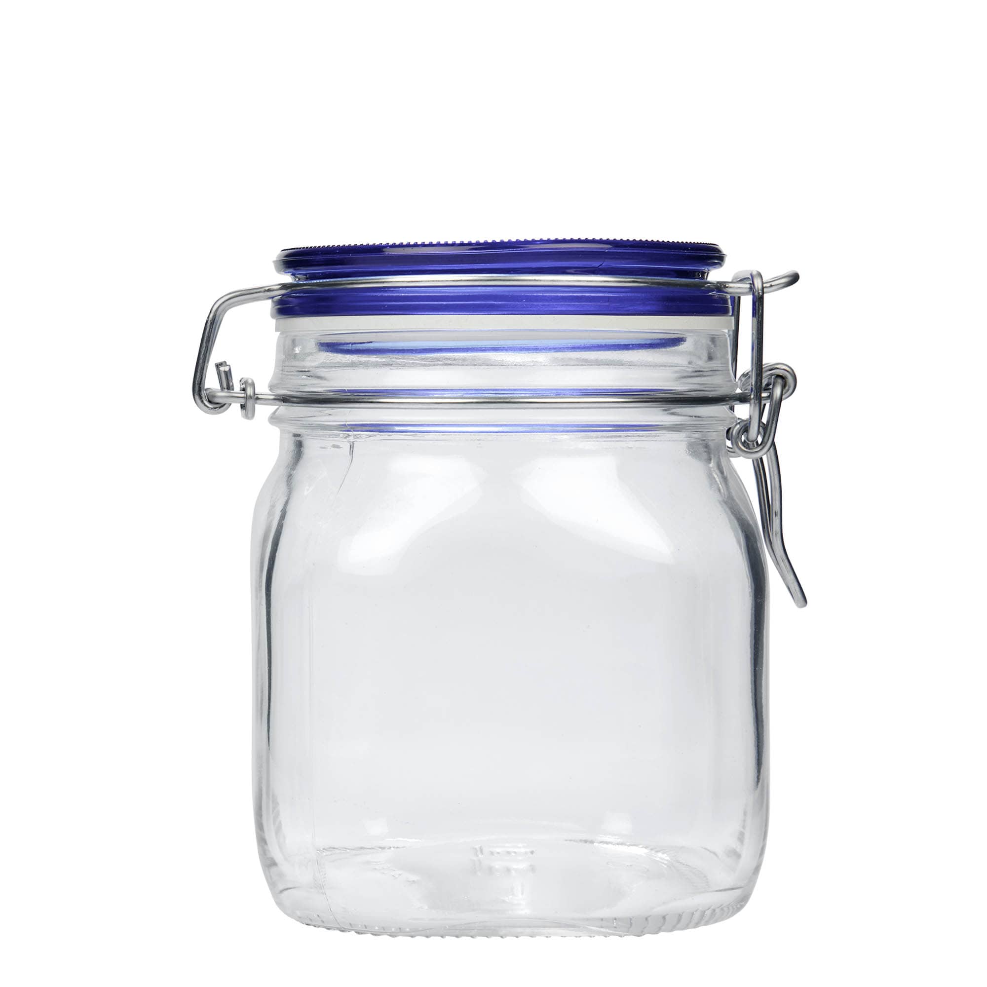 750 ml Drahtbügelglas «Fido» Blue Top, quadratisch, Mündung: Drahtbügelverschluss
