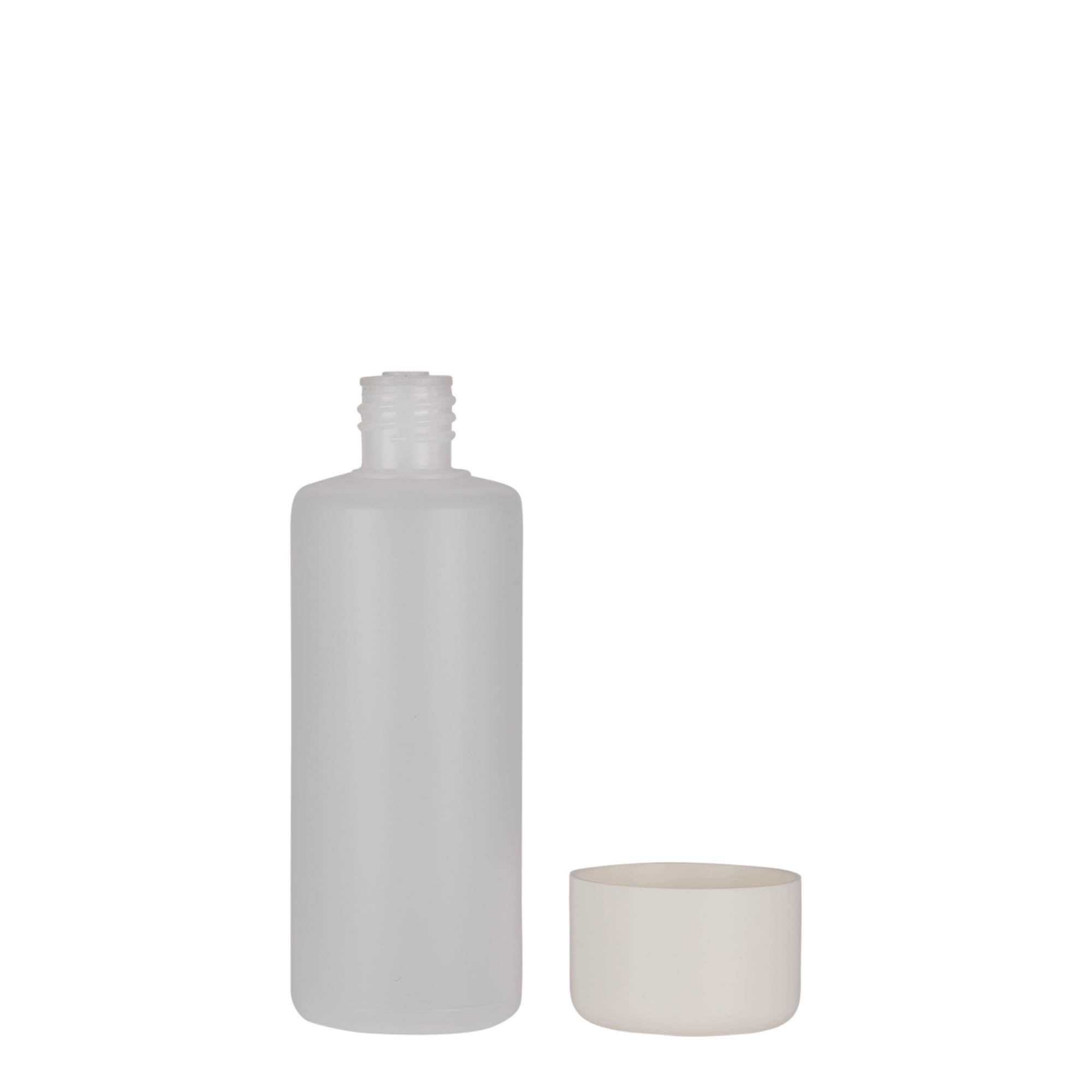 100 ml Rundflasche, PE-Kunststoff, natur, Mündung: Schraubverschluss 100 ml Rundflasche, PE-Kunststoff, natur, Mündung: Schraubverschluss