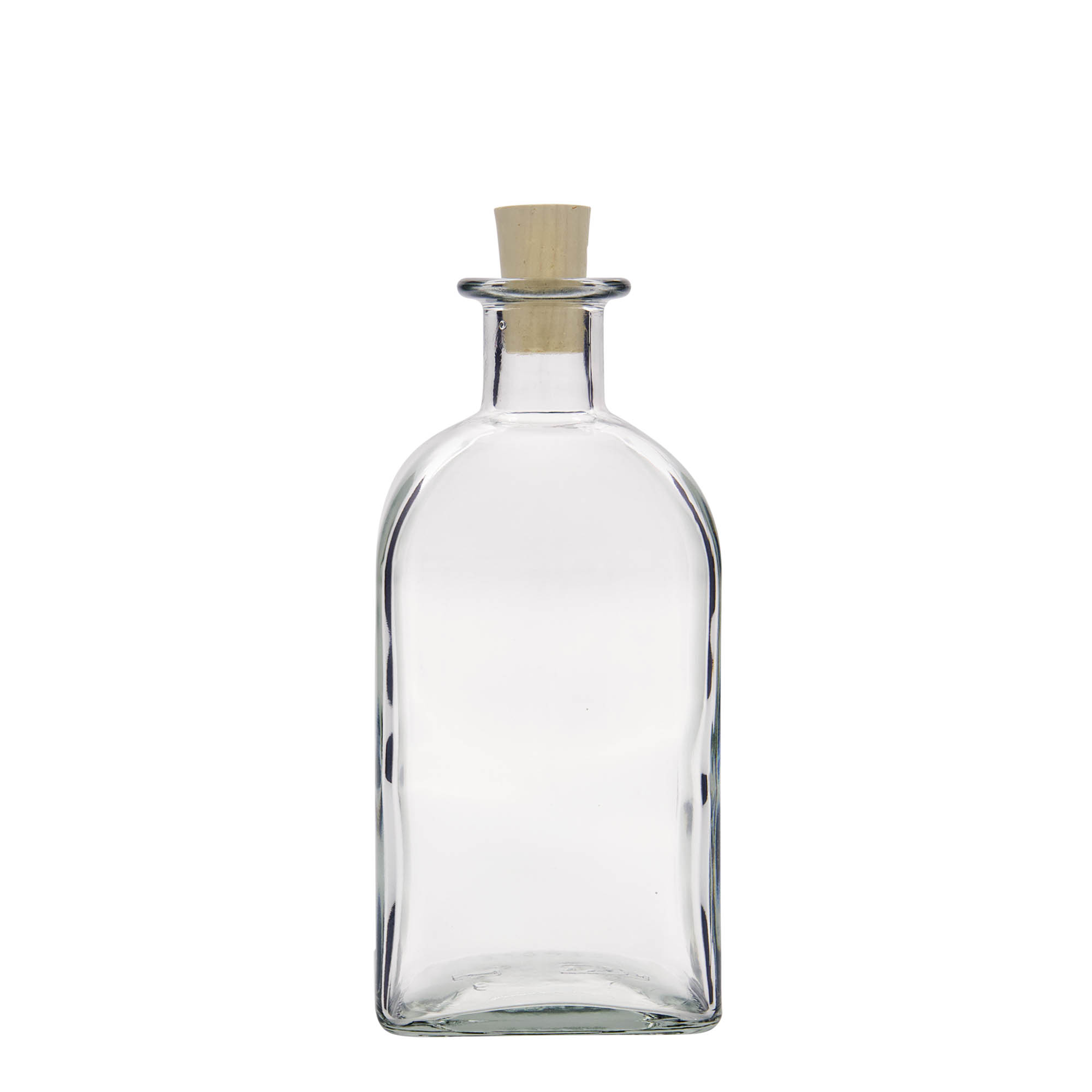 500 ml Glasflasche Apotheker Carré, quadratisch, Mündung: Kork 500 ml Glasflasche Apotheker Carré, quadratisch, Mündung: Kork