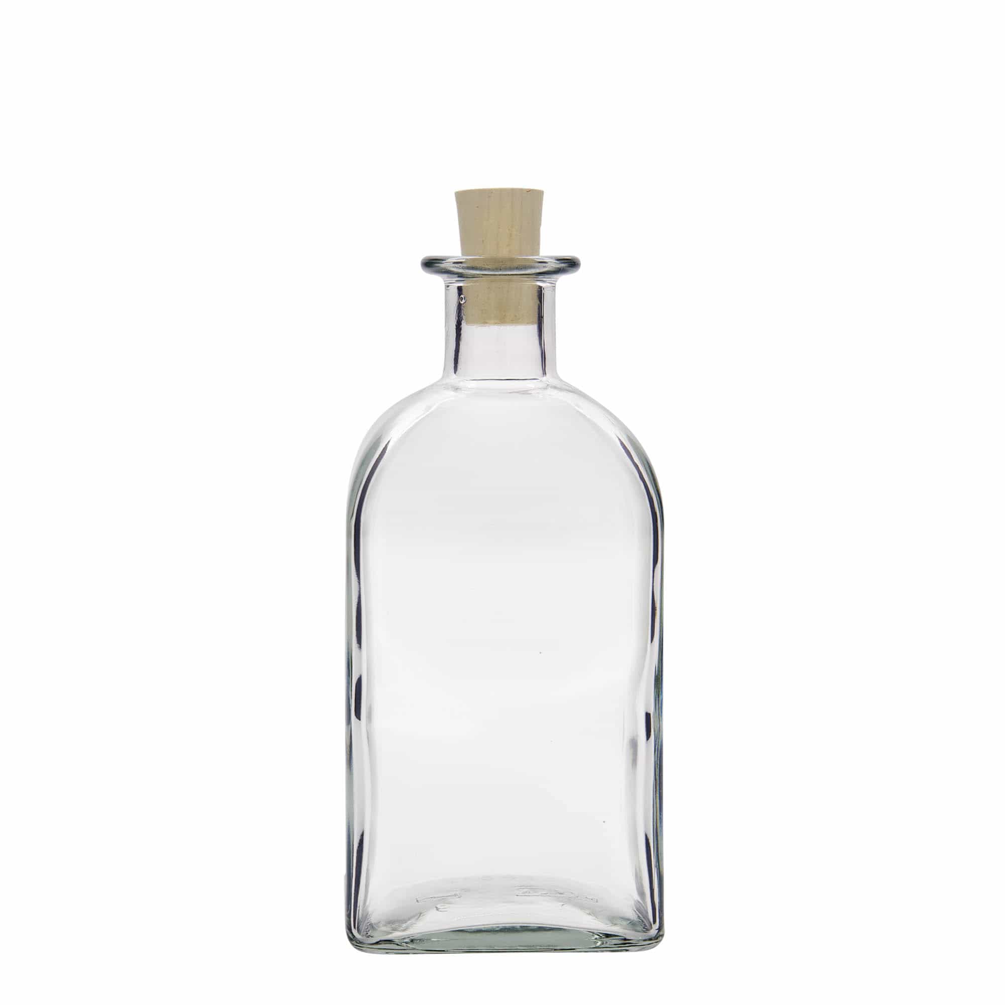 500 ml Glasflasche Apotheker Carré, quadratisch, Mündung: Kork