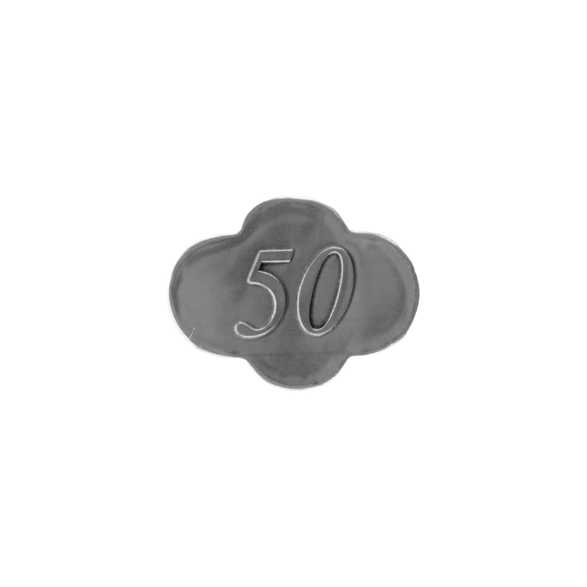 Zinnetikett «50», Metall, silber