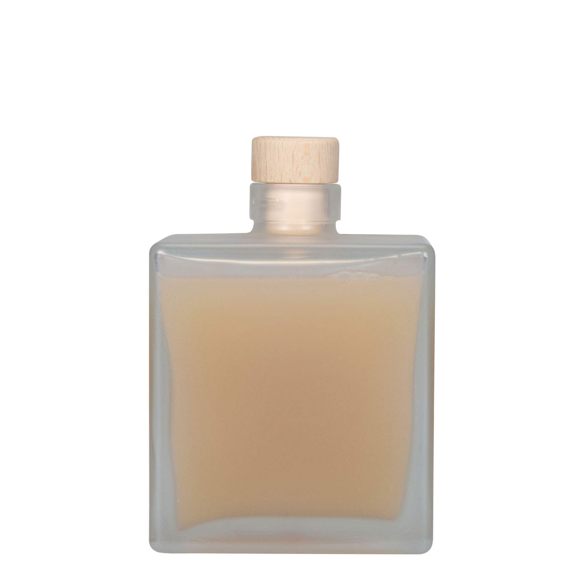 500 ml Glasflasche 'Cube', quadratisch, geeist, Mündung: Kork 500 ml Glasflasche 'Cube', quadratisch, geeist, Mündung: Kork