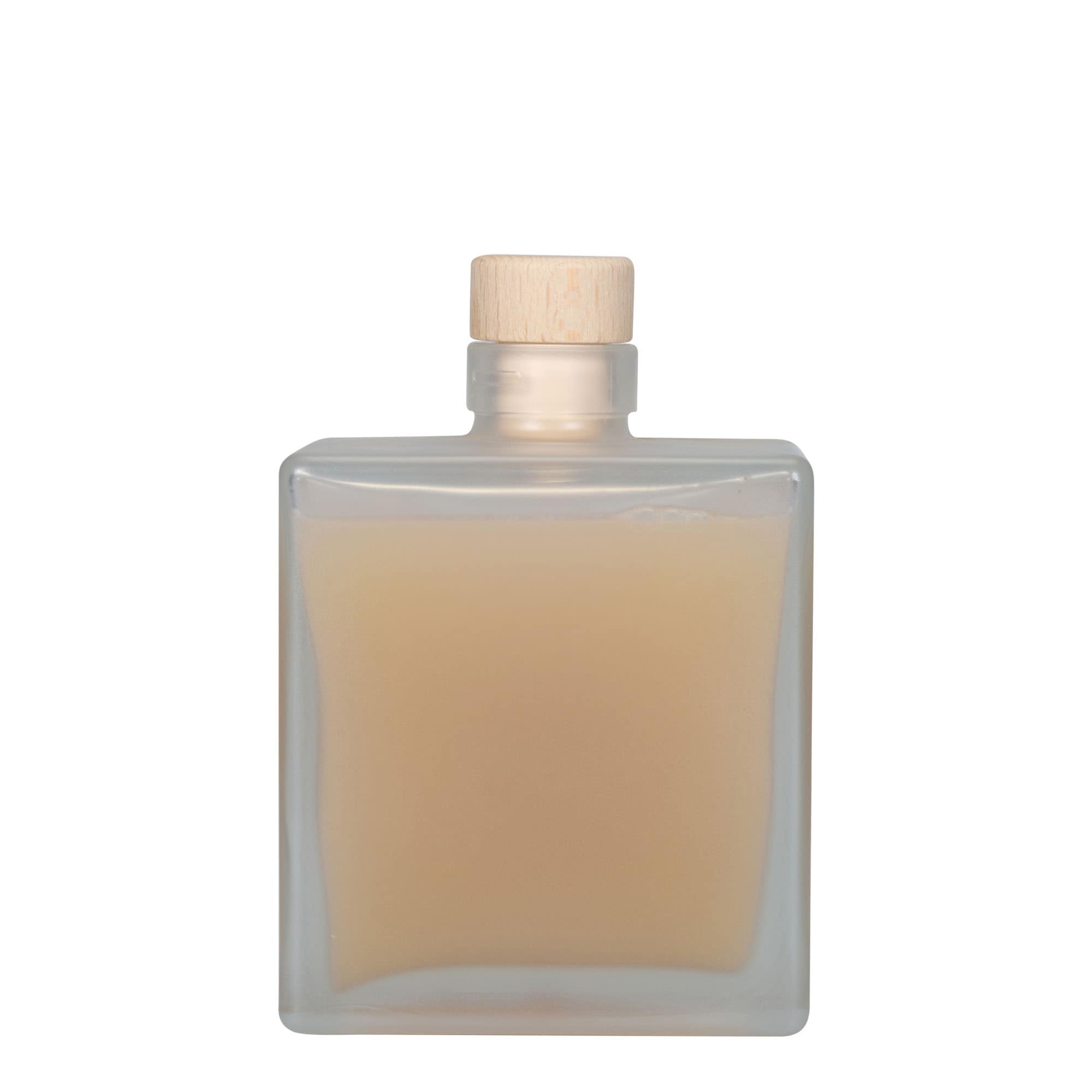 500 ml Glasflasche «Cube», quadratisch, geeist, Mündung: Kork