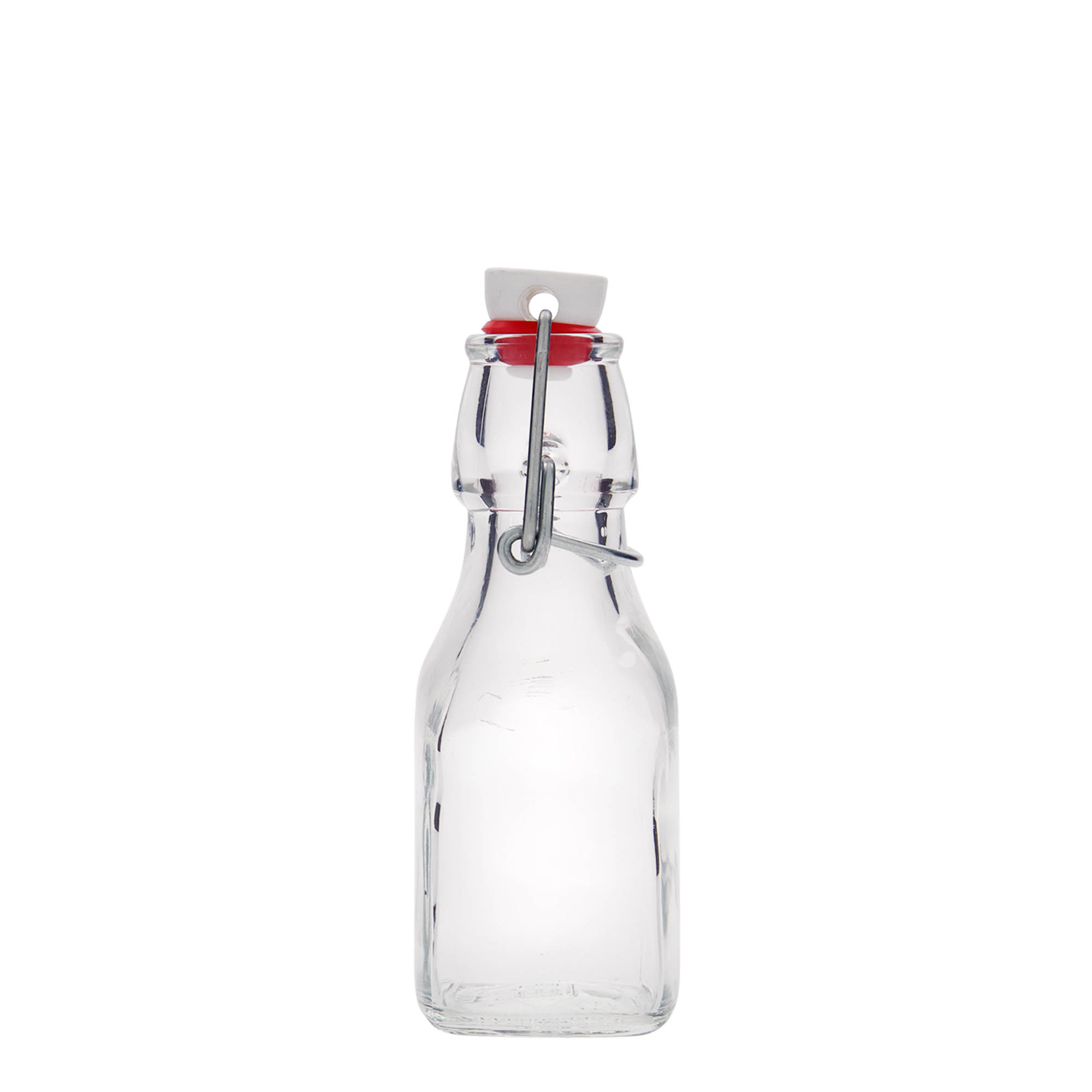 125 ml Glasflasche «Swing», quadratisch, Mündung: Bügelverschluss