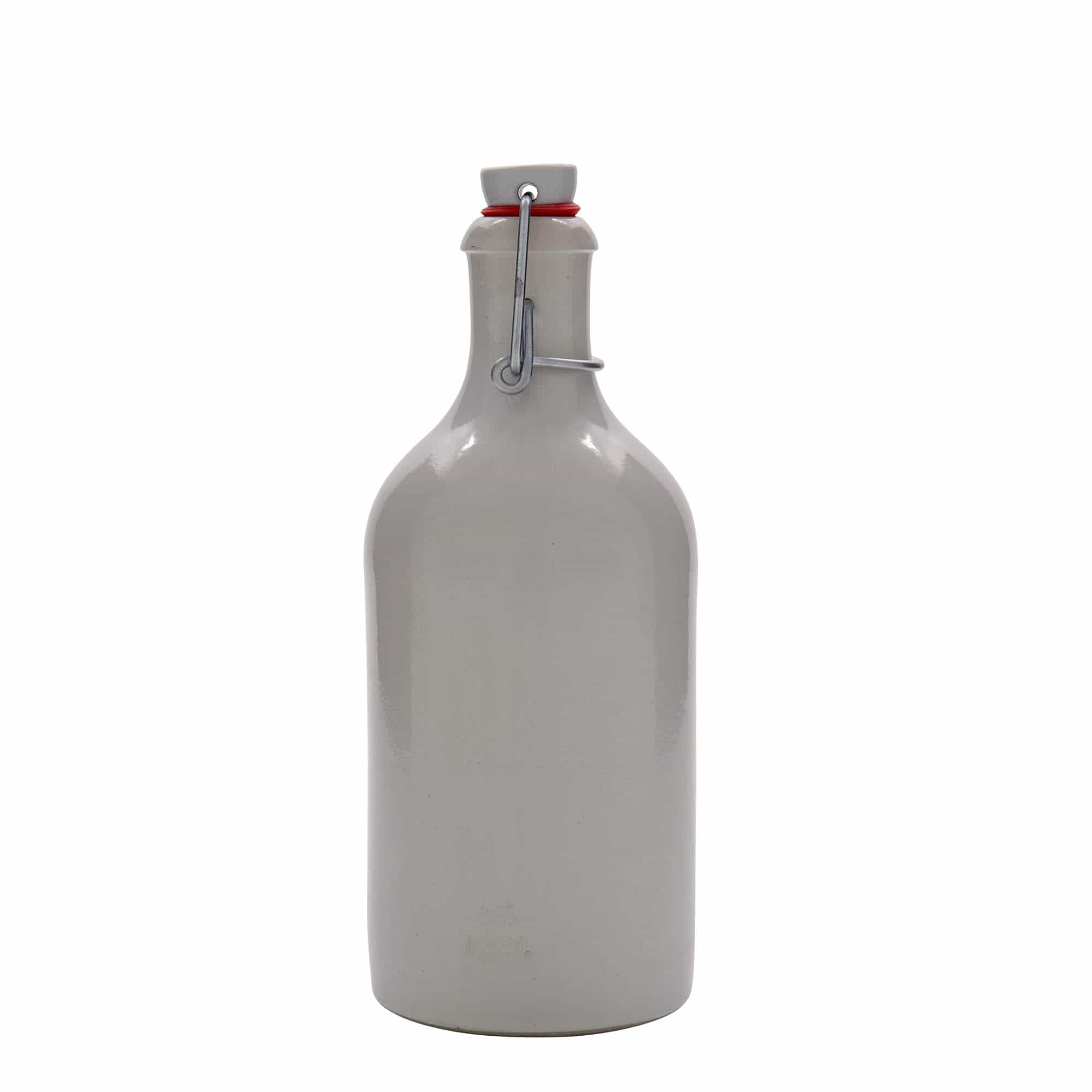 500 ml Tonkrug, Steinzeug, weiss, Mündung: Bügelverschluss