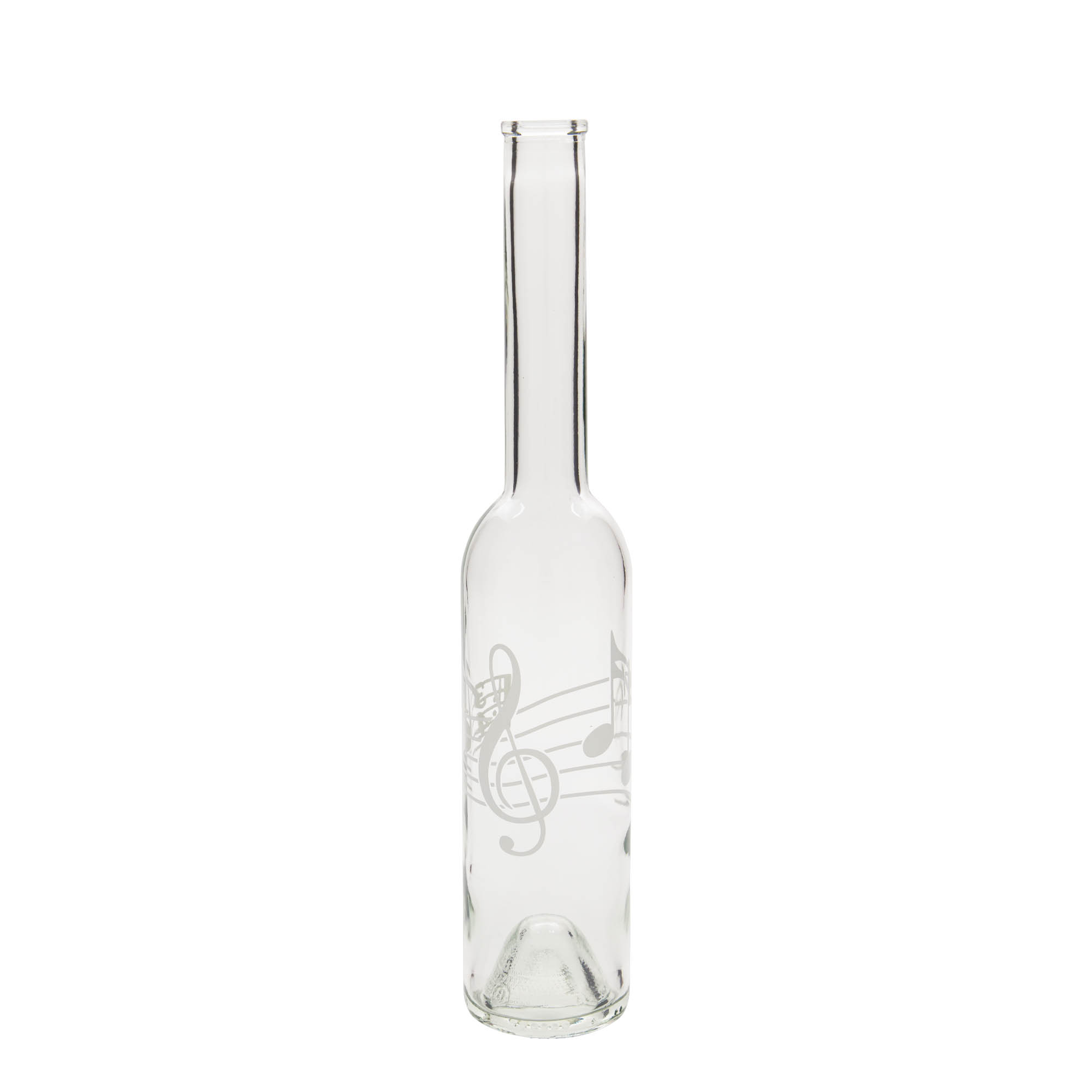 350 ml Glasflasche «Opera», Motiv: Musiknoten, Mündung: Kork