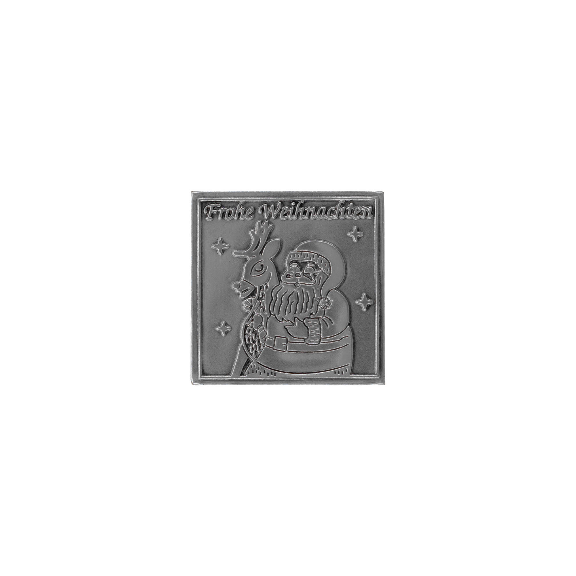 Zinnetikett 'Frohe Weihnachten', quadratisch, Metall, silber Zinnetikett 'Frohe Weihnachten', quadratisch, Metall, silber