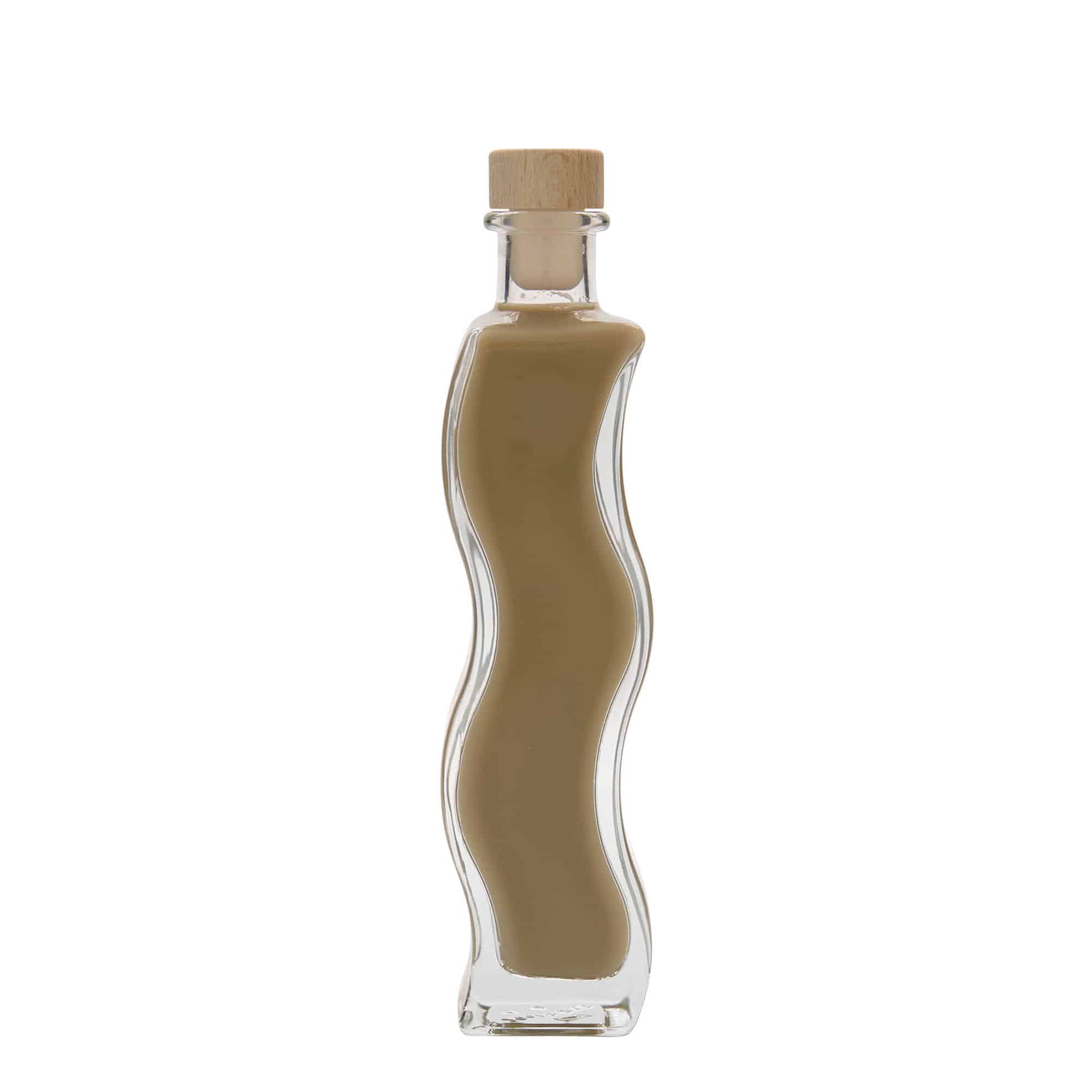 200 ml Glasflasche «Welle», quadratisch, Mündung: Kork