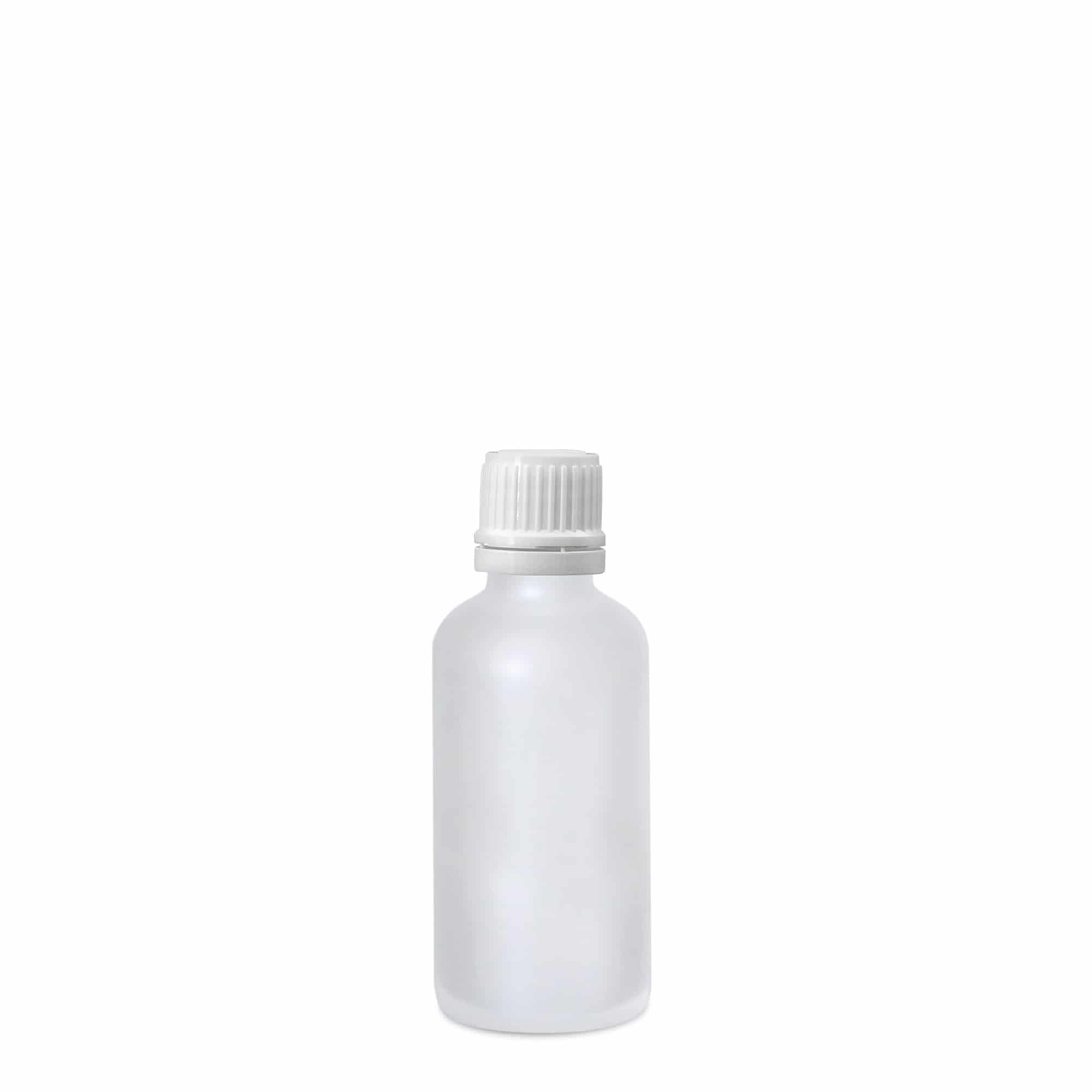 50 ml Medizinflasche, Glas, geeist, Mündung: DIN 18