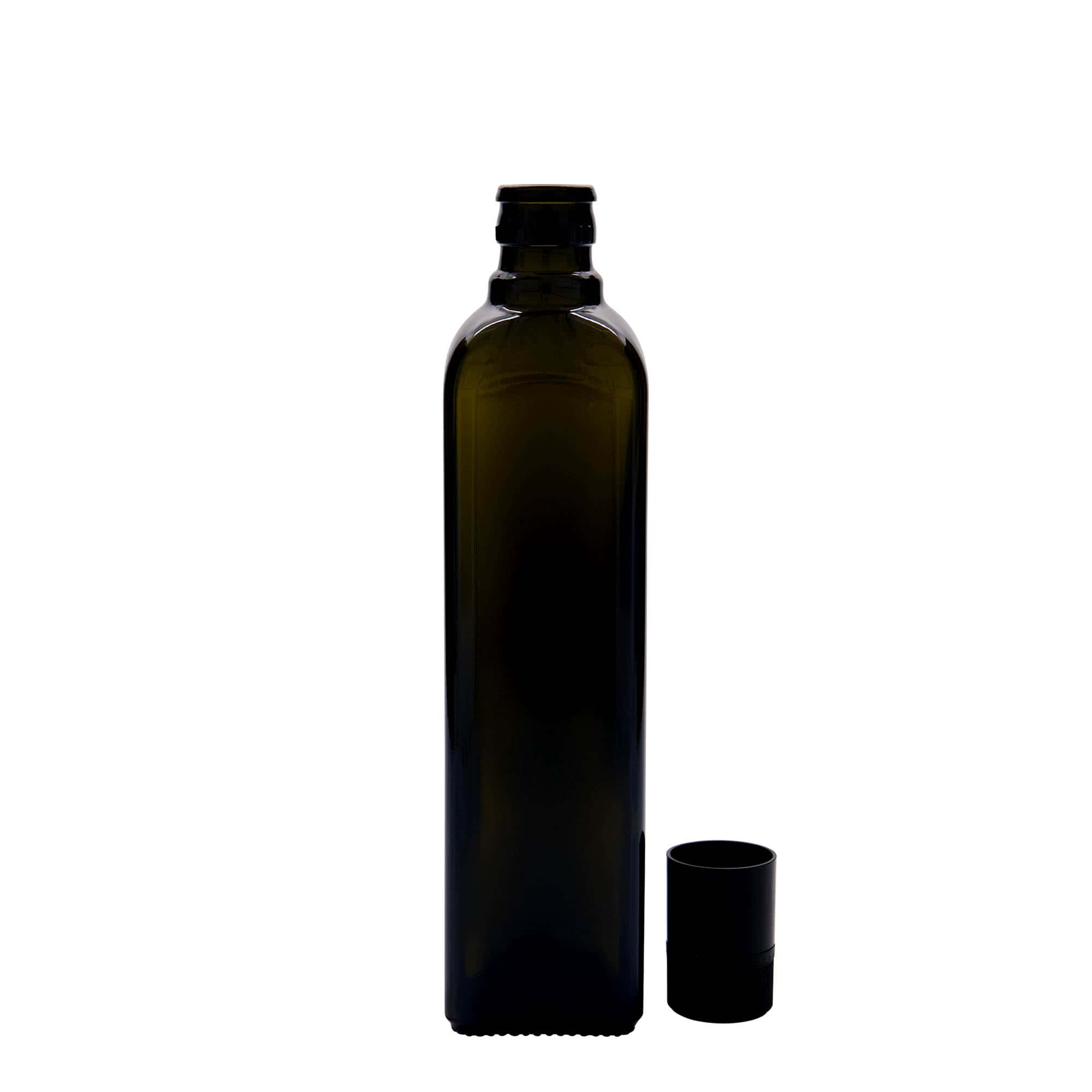 500 ml Essig-/Ölflasche «Quadra», Glas, quadratisch, antikgrün, Mündung: DOP