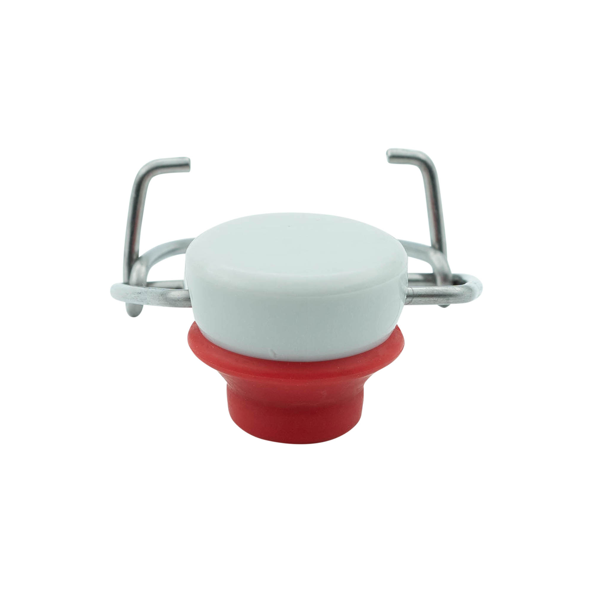 Bügelverschluss Sondergröße, Kunststoff, rot-weiß