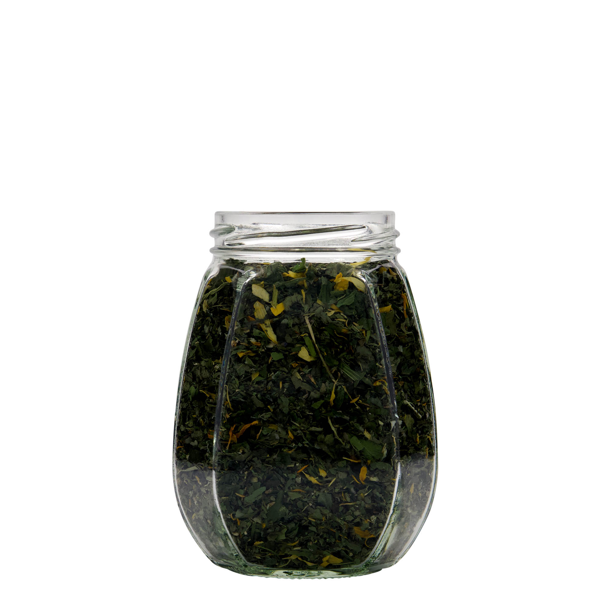 385 ml Schmuckglas, sechseckig, Mündung: Twist-off (TO 63)