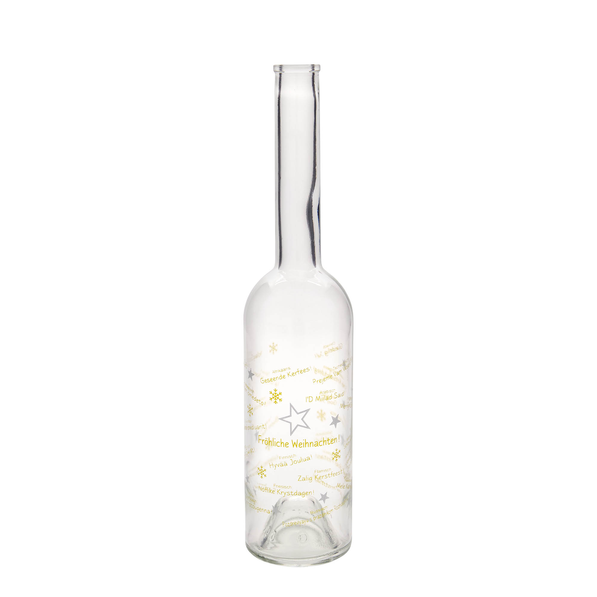 500 ml Glasflasche 'Opera', Motiv: Weihnachten in der Welt, Mündung: Kork 500 ml Glasflasche 'Opera', Motiv: Weihnachten in der Welt, Mündung: Kork