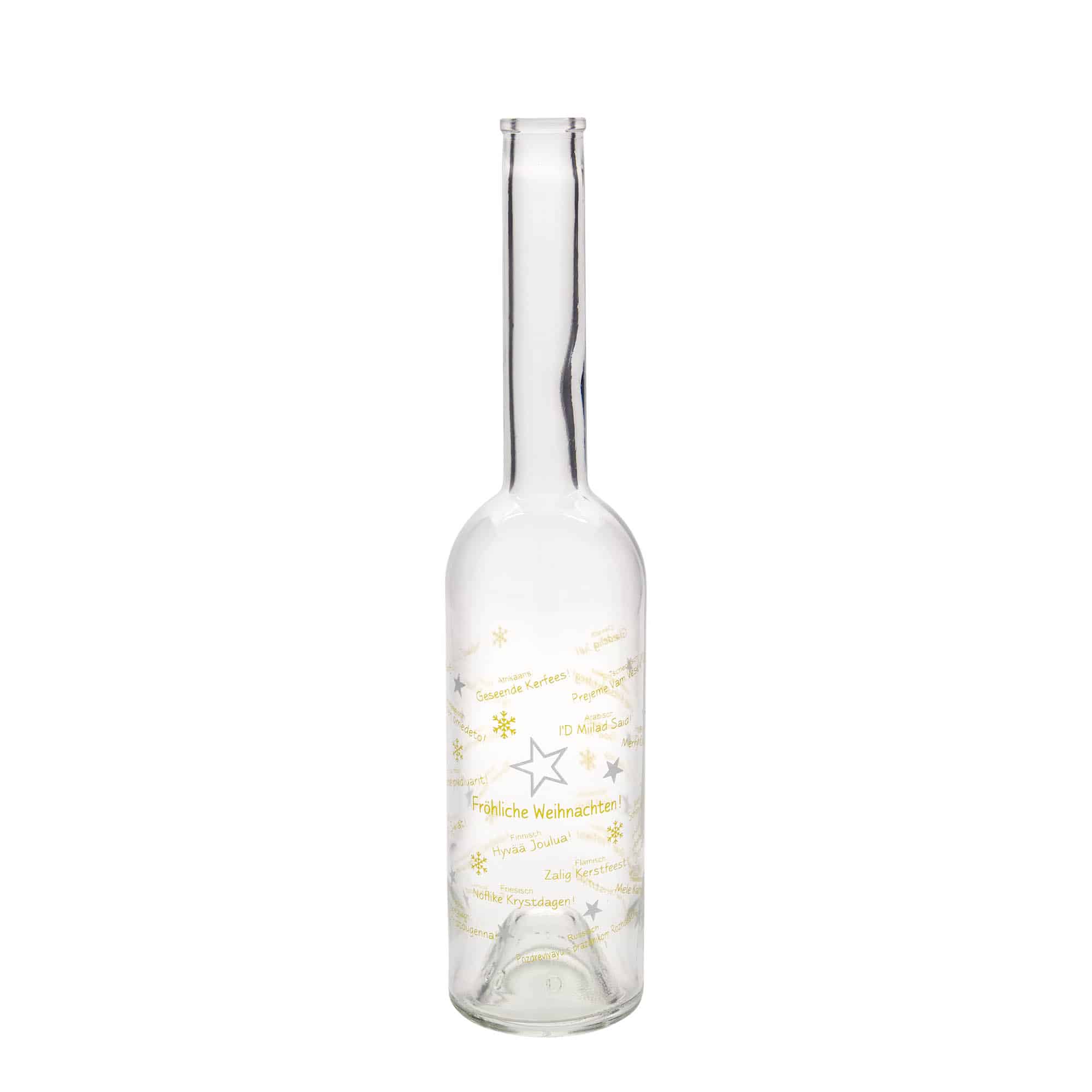 500 ml Glasflasche «Opera», Motiv: Weihnachten in der Welt, Mündung: Kork