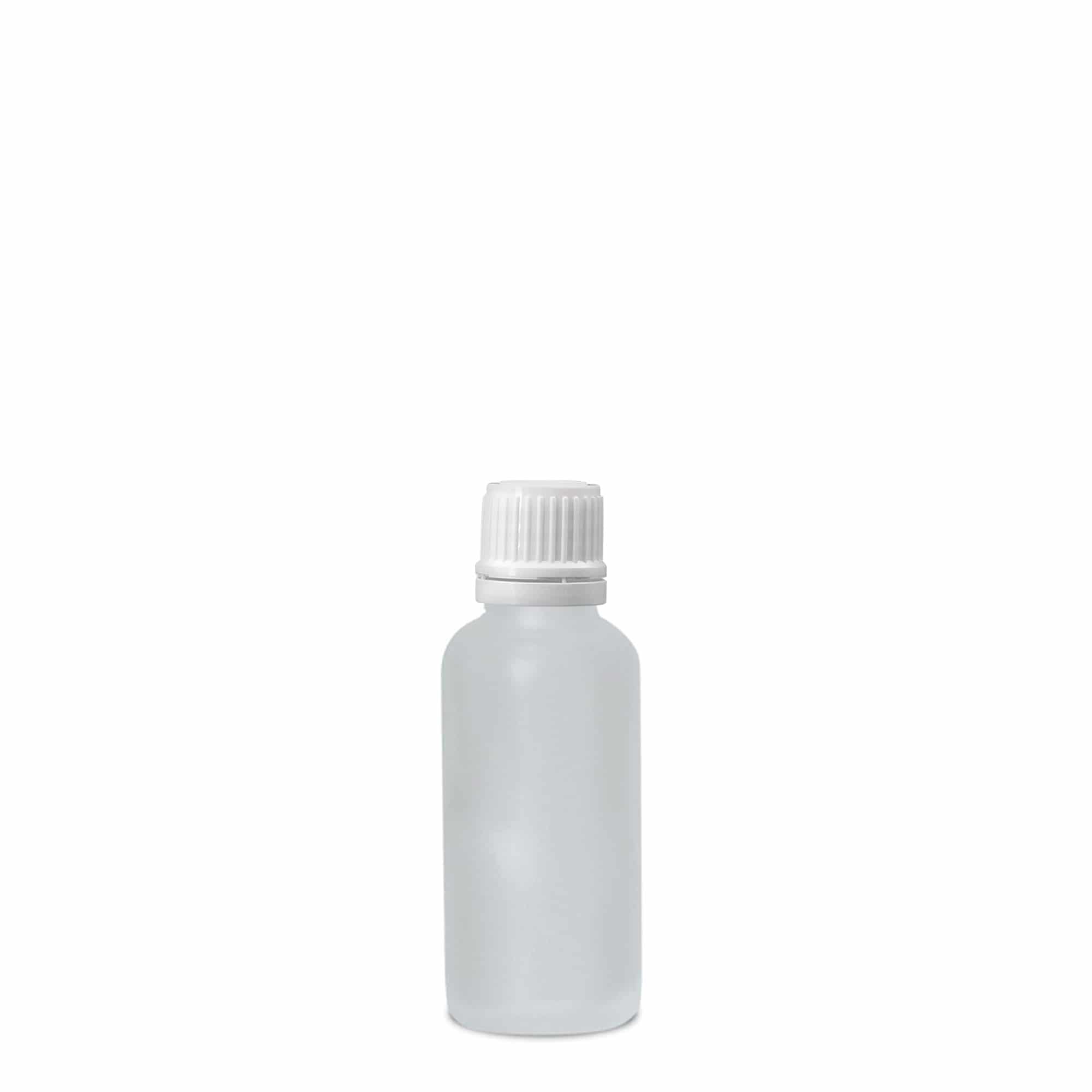 30 ml Medizinflasche, Glas, geeist, Mündung: DIN 18
