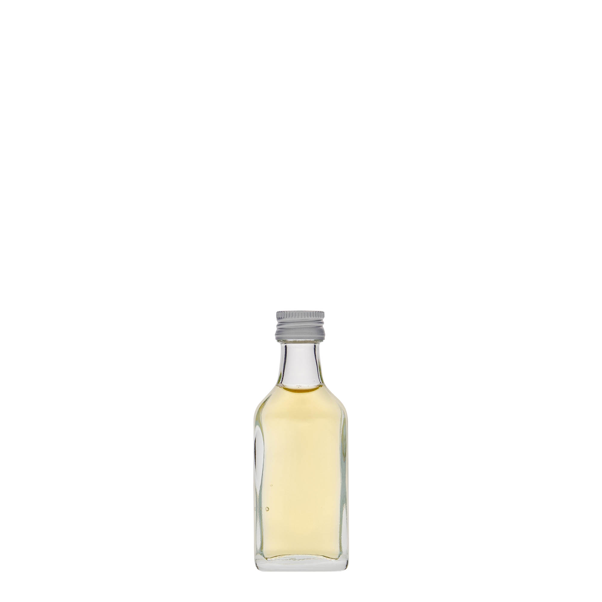20 ml Taschenflasche, rechteckig, Glas, Mündung: PP 18