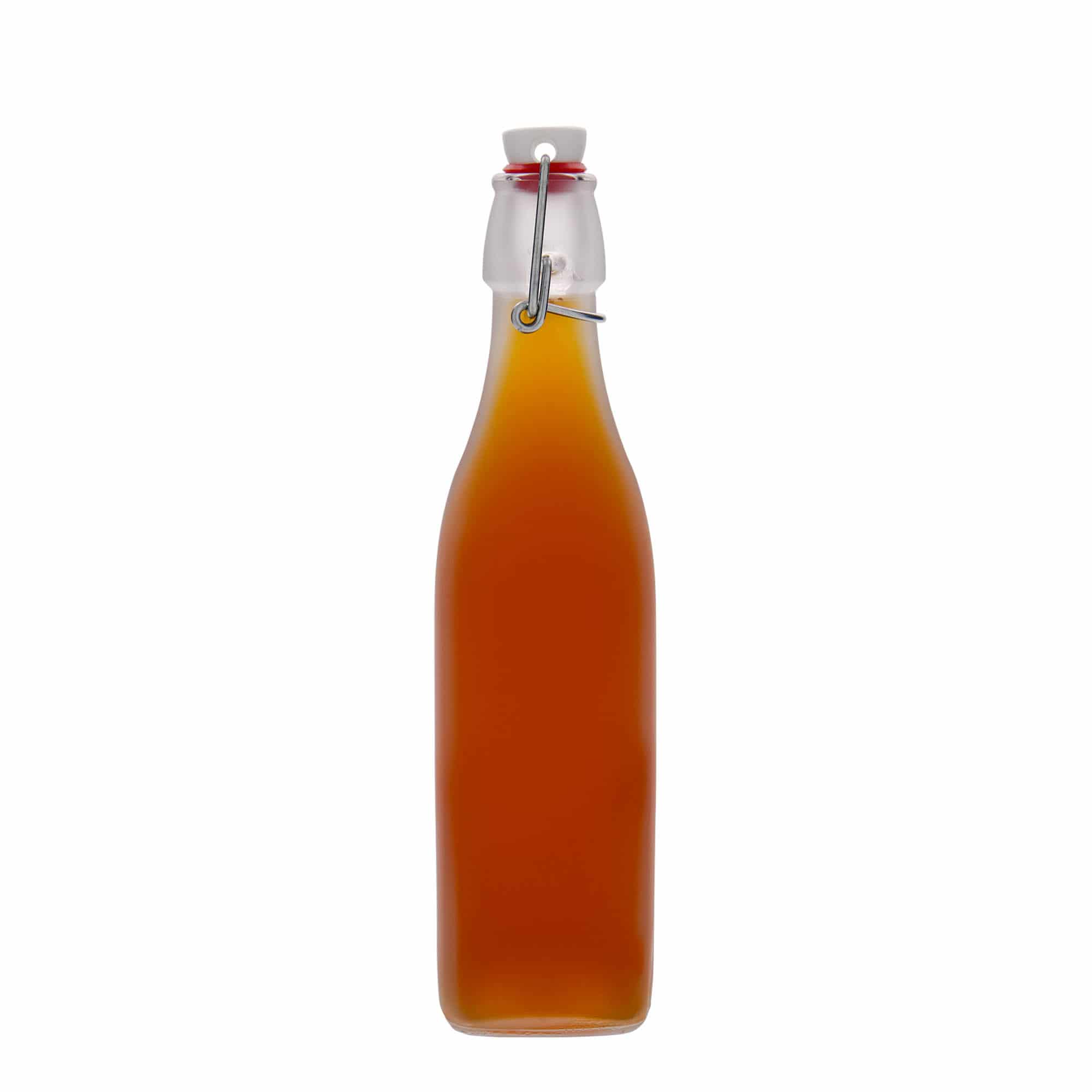 500 ml Glasflasche «Swing», quadratisch, weiss, Mündung: Bügelverschluss