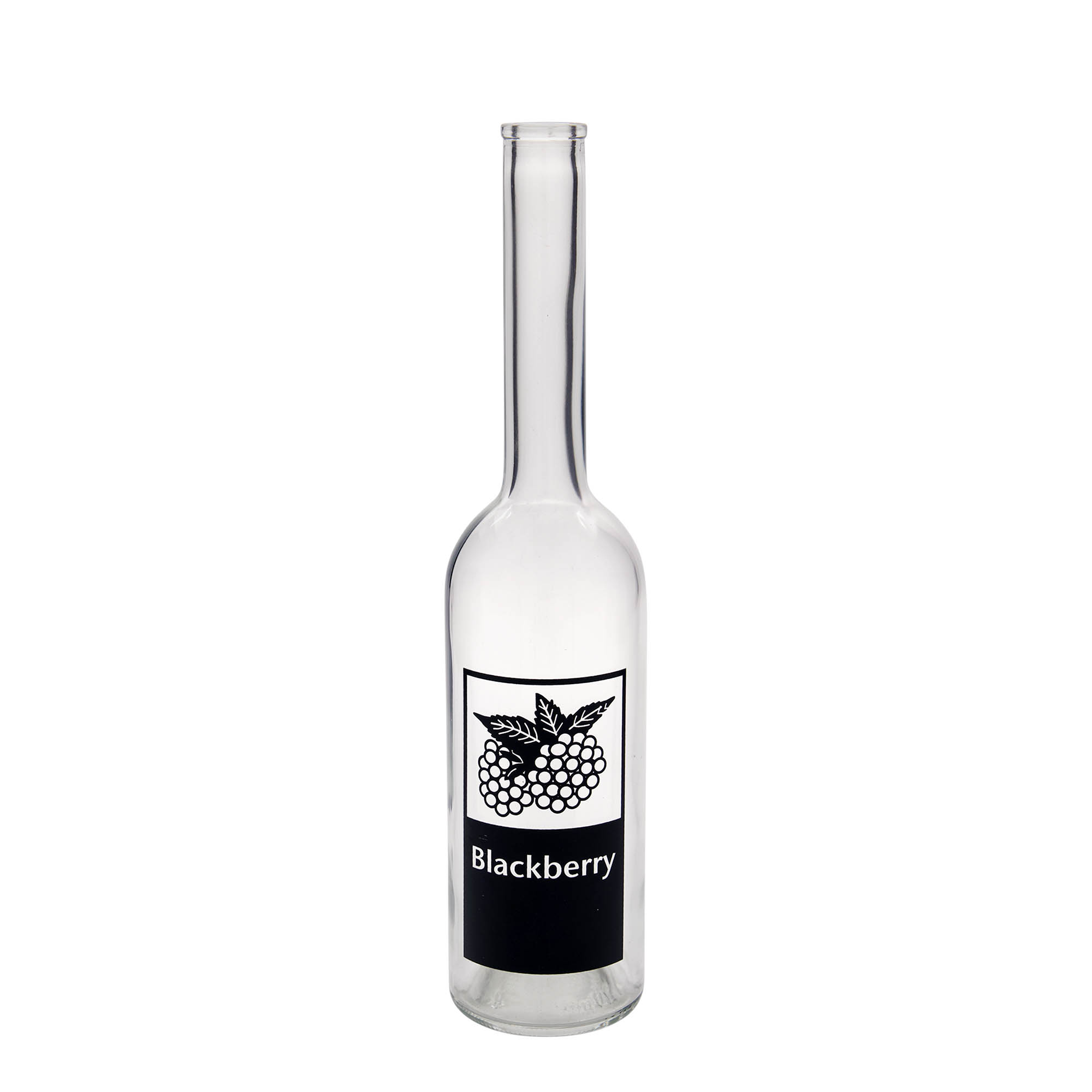 500 ml Glasflasche 'Opera', Motiv: Blackberry, Mündung: Kork 500 ml Glasflasche 'Opera', Motiv: Blackberry, Mündung: Kork