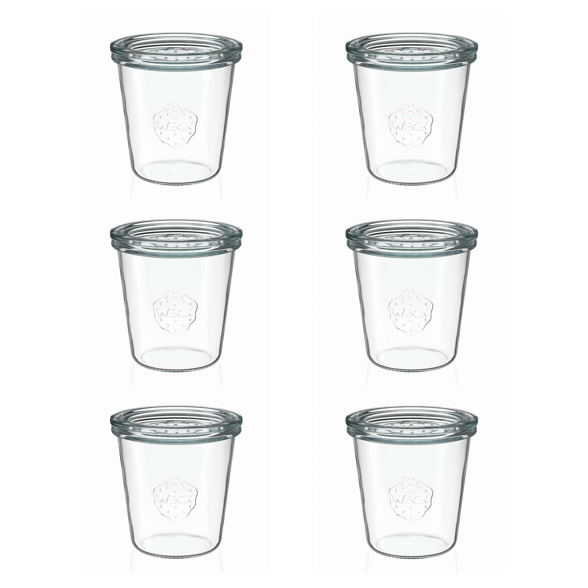 6x 290 ml WECK-Sturzglas hoch mit Glasdeckel RR 80