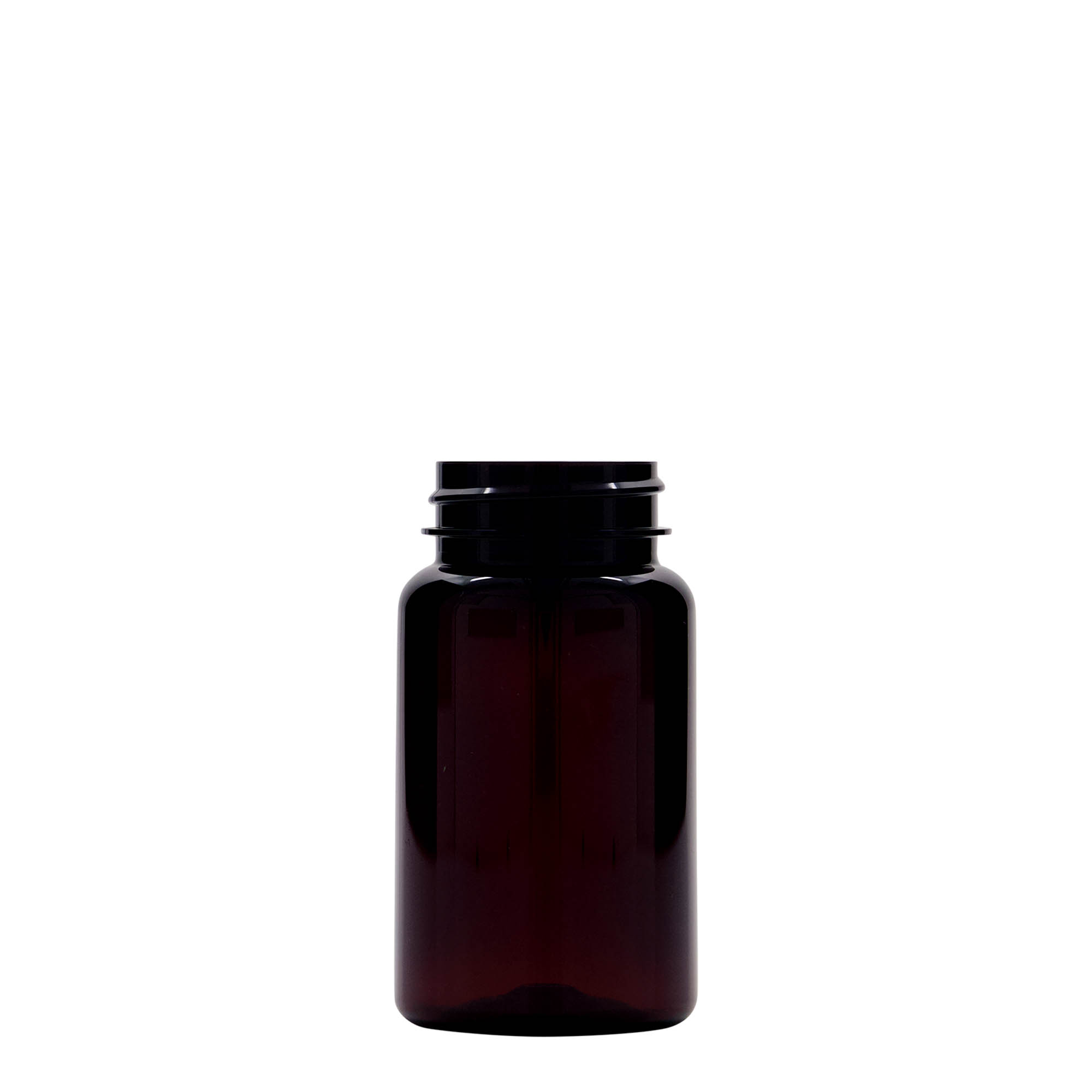 100 ml PET-Packer, Kunststoff, braun, Mündung: 38/400 100 ml PET-Packer, Kunststoff, braun, Mündung: 38/400