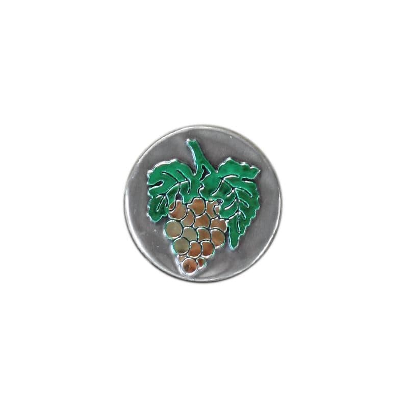 Zinnetikett «Traube»,rund , Metall, silber
