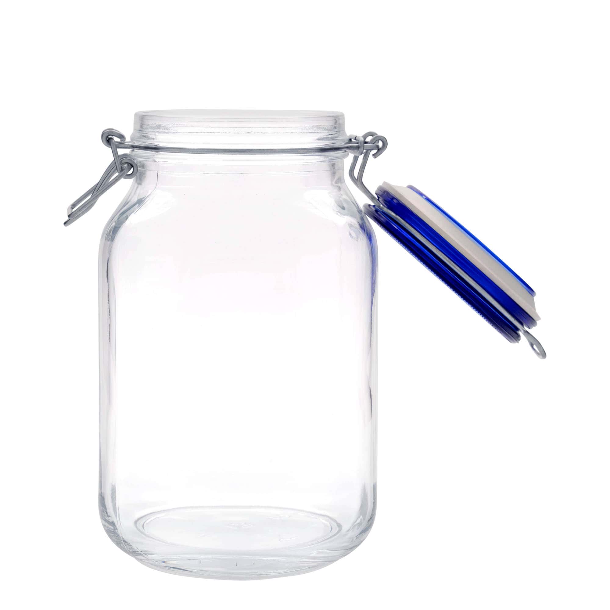 2.000 ml Drahtbügelglas 'Fido' Blue Top, quadratisch, Mündung: Drahtbügelverschluss 2.000 ml Drahtbügelglas 'Fido' Blue Top, quadratisch, Mündung: Drahtbügelverschluss