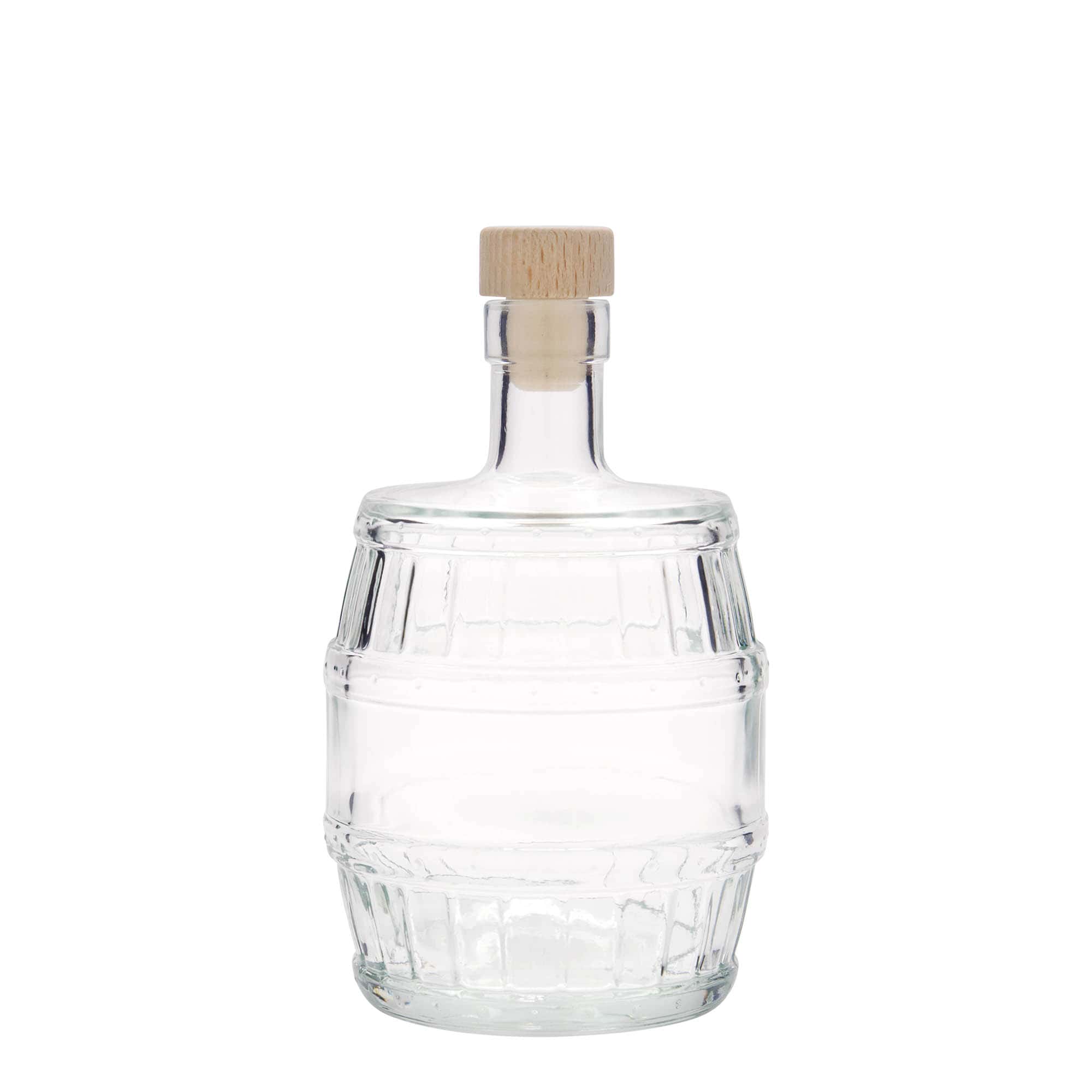 500 ml Glasflasche 'Fass', Mündung: Kork 500 ml Glasflasche 'Fass', Mündung: Kork