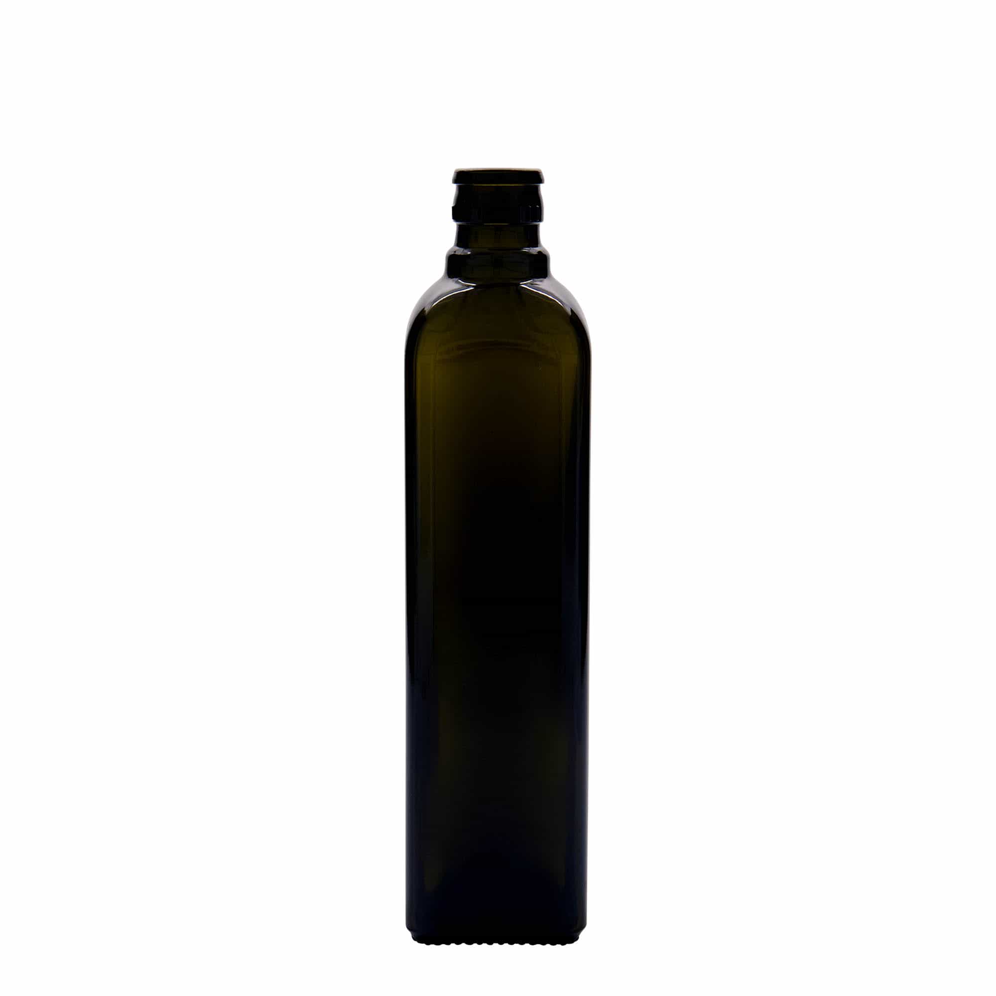 500 ml Essig-/Ölflasche «Quadra», Glas, quadratisch, antikgrün, Mündung: DOP