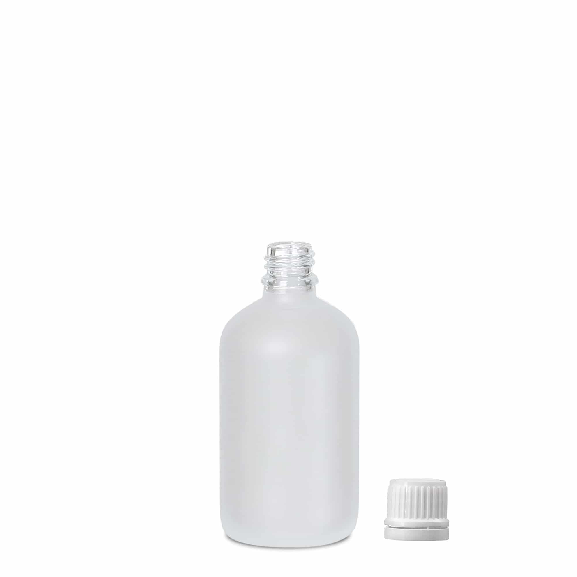 100 ml Medizinflasche, Glas, geeist, Mündung: DIN 18