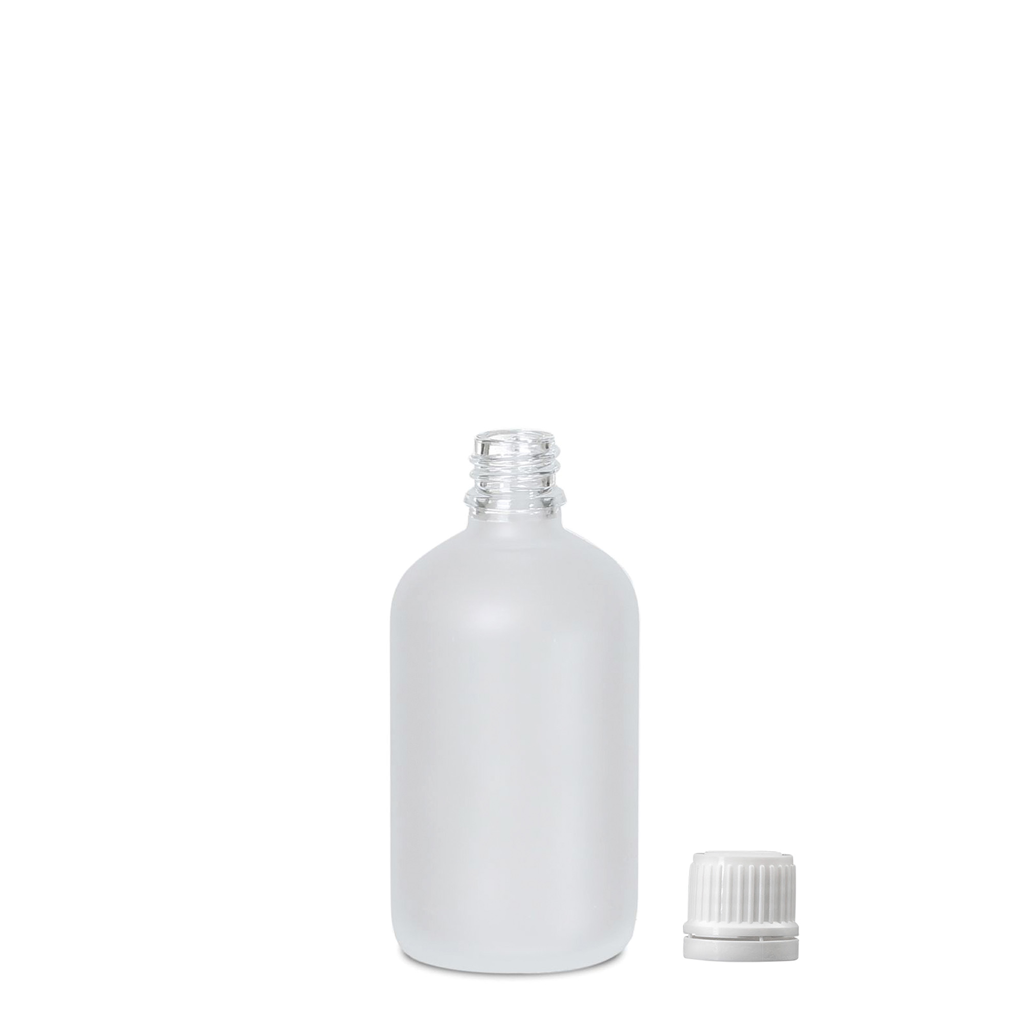 100 ml Medizinflasche, Glas, geeist, Mündung: DIN 18