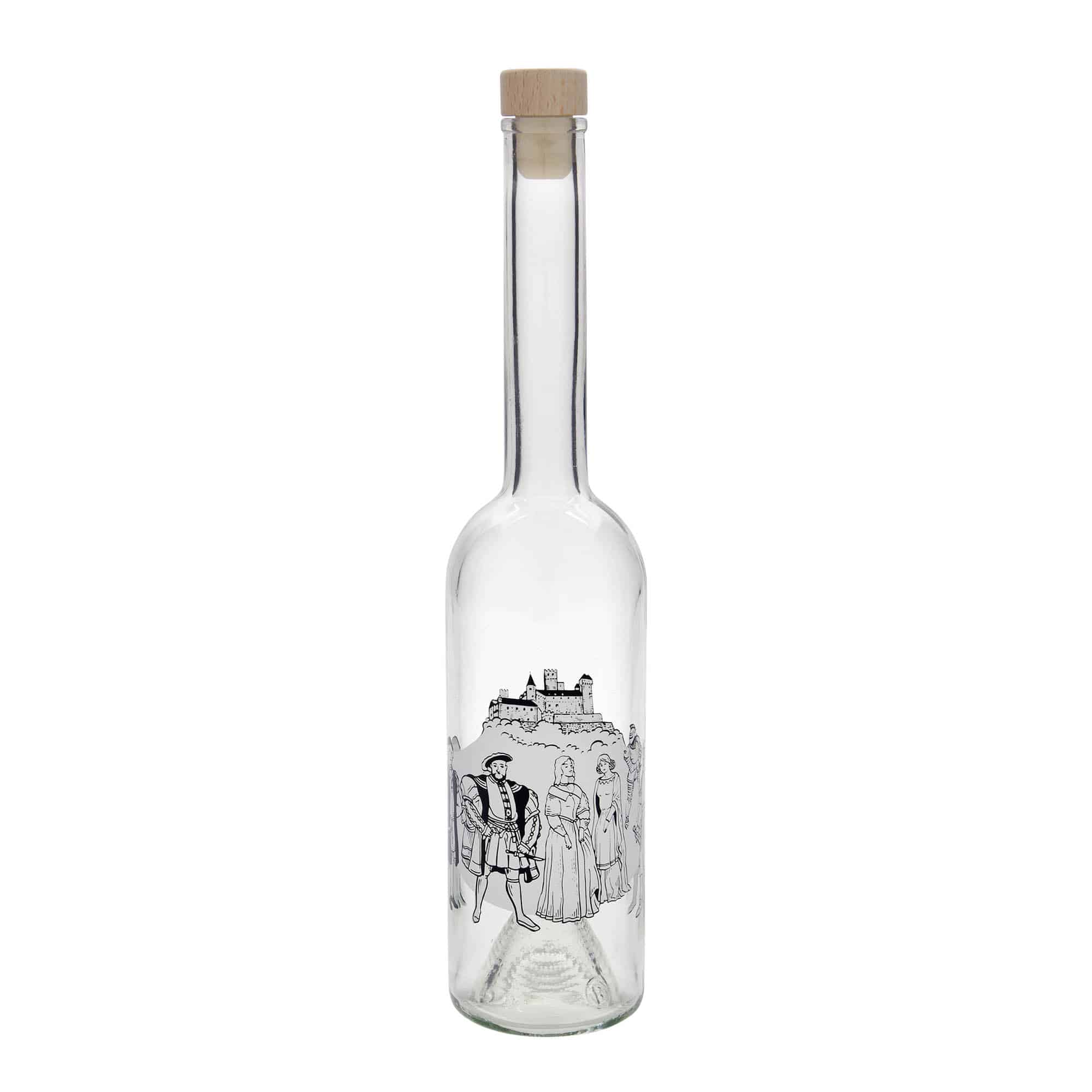 500 ml Glasflasche «Opera», Motiv: Mittelalter, Mündung: Kork