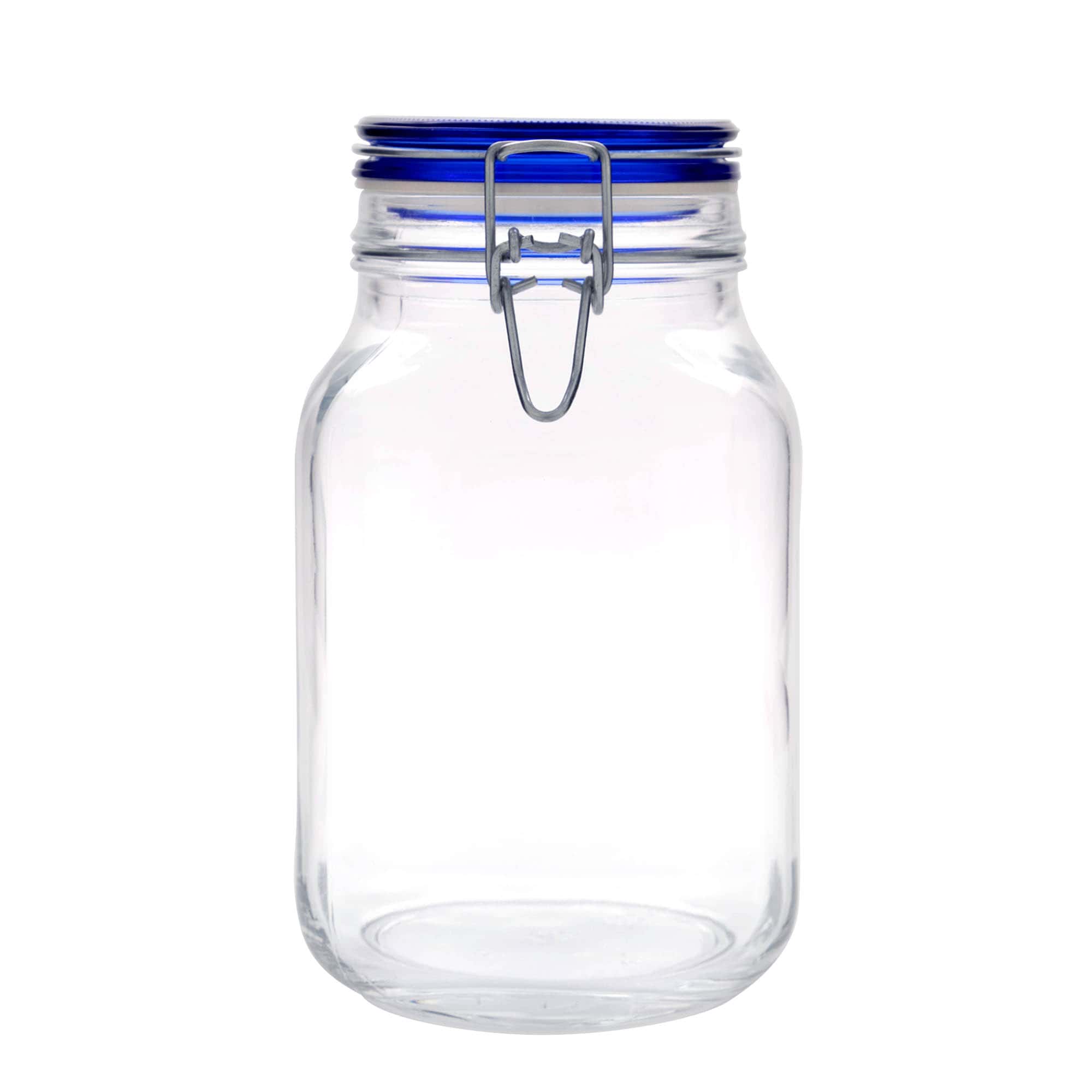 2.000 ml Drahtbügelglas «Fido» Blue Top, quadratisch, Mündung: Drahtbügelverschluss