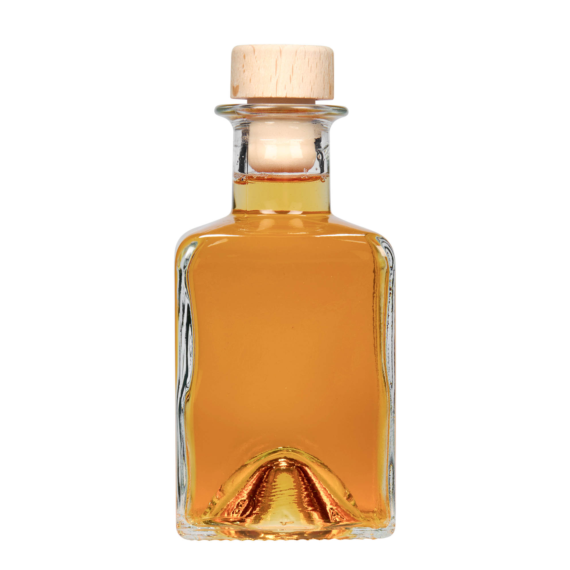 200 ml Glasflasche «Kubica», quadratisch, Mündung: Kork