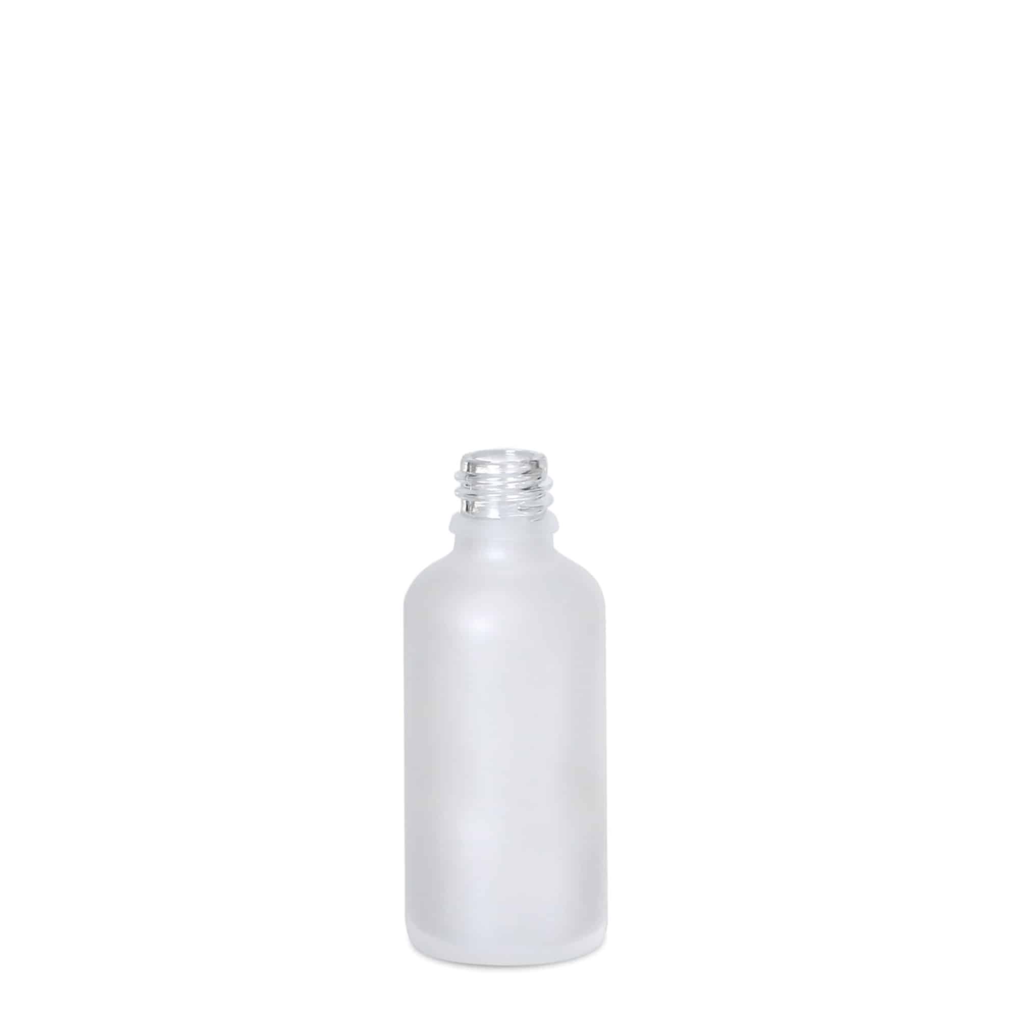50 ml Medizinflasche, Glas, geeist, Mündung: DIN 18