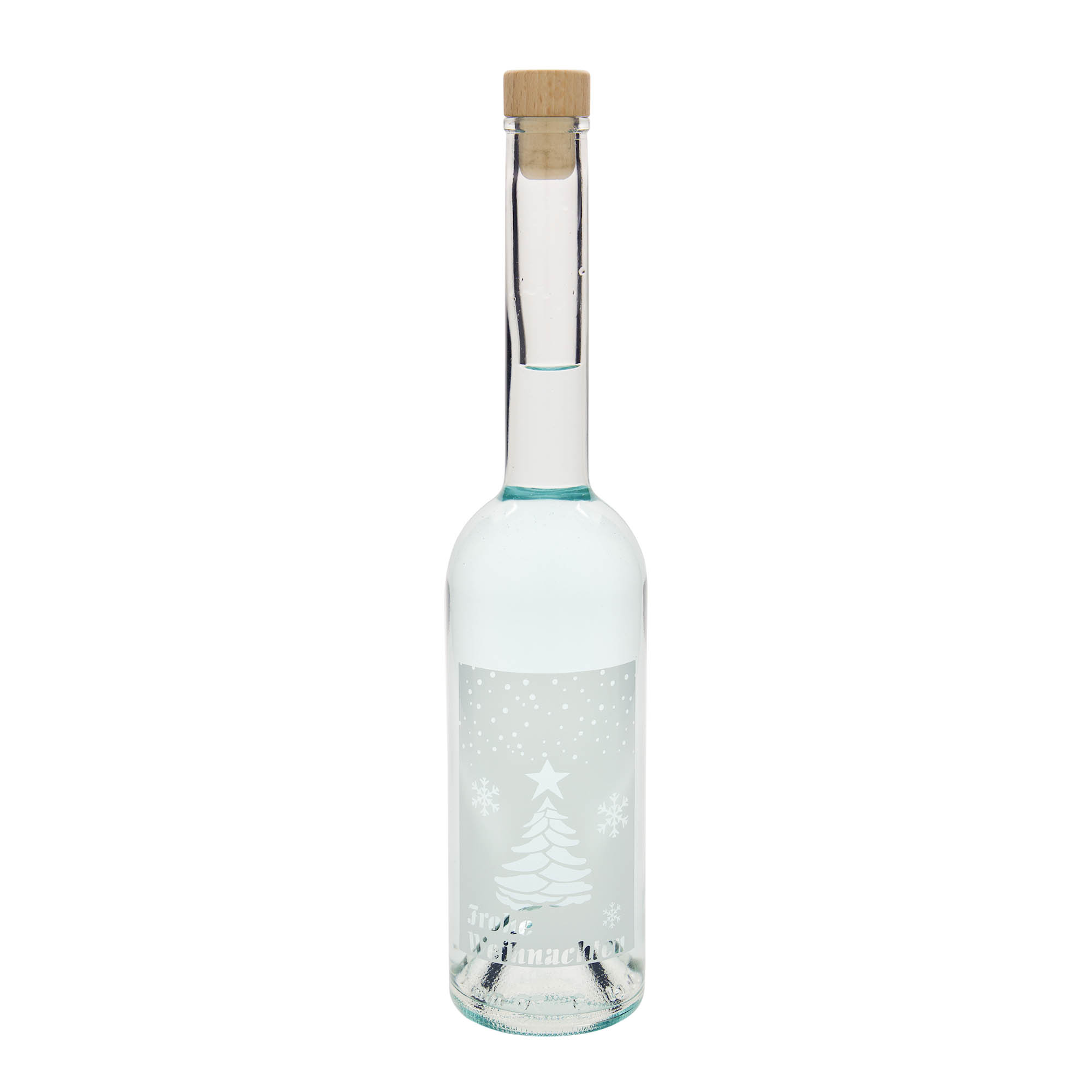 500 ml Glasflasche «Opera», Motiv: Weisse Weihnachten, Mündung: Kork