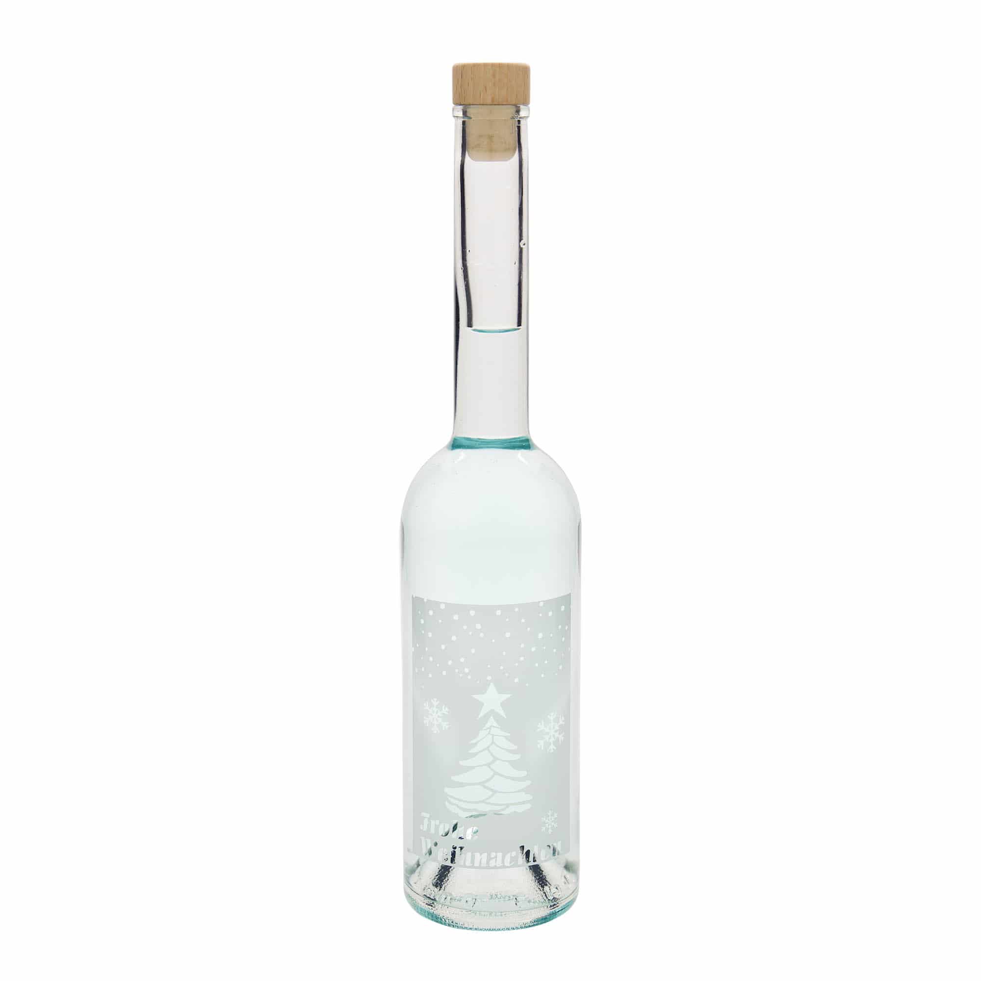 500 ml Glasflasche «Opera», Motiv: Weisse Weihnachten, Mündung: Kork