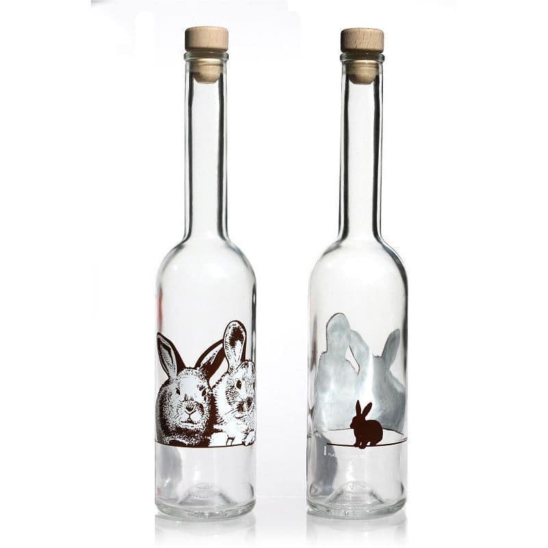 500 ml Glasflasche 'Opera', Motiv: Kaninchen, Mündung: Kork 500 ml Glasflasche 'Opera', Motiv: Kaninchen, Mündung: Kork