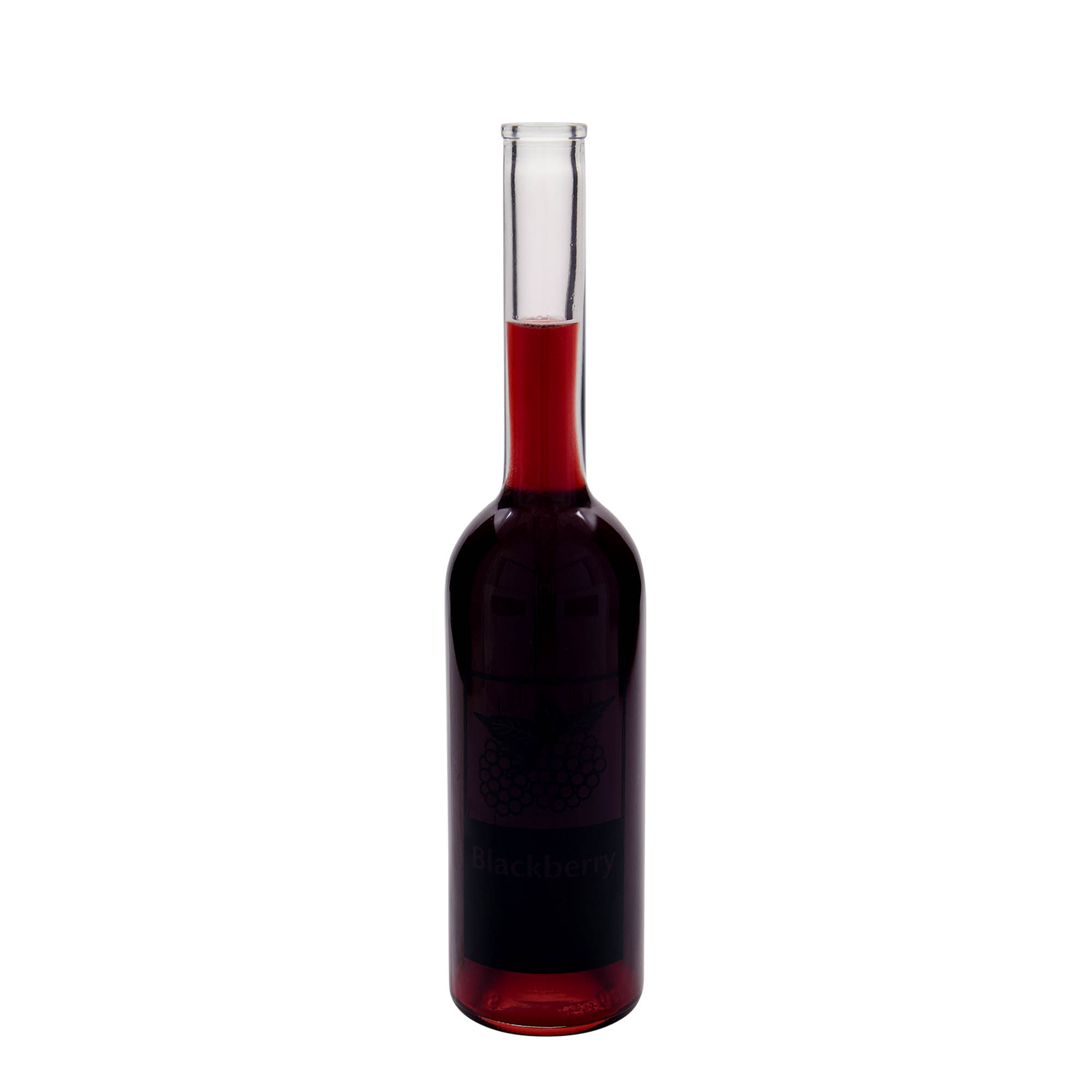 500 ml Glasflasche 'Opera', Motiv: Blackberry, Mündung: Kork 500 ml Glasflasche 'Opera', Motiv: Blackberry, Mündung: Kork