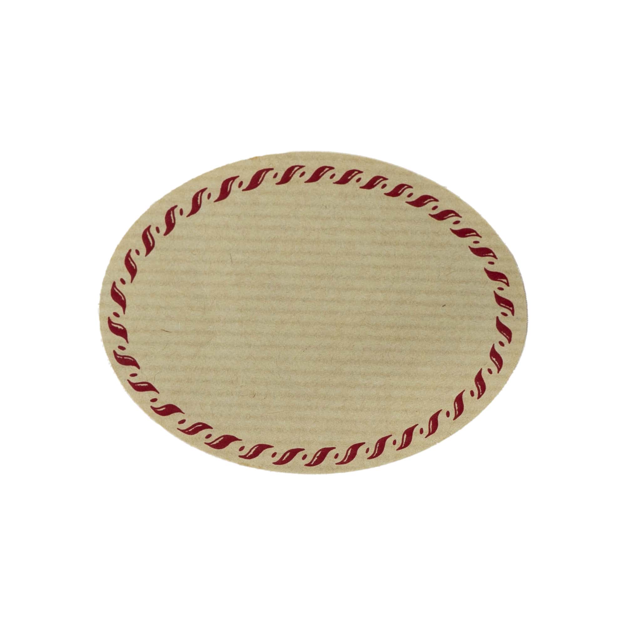 Großes Naturetikett 'Kordelrand', oval, Papier, rot-braun